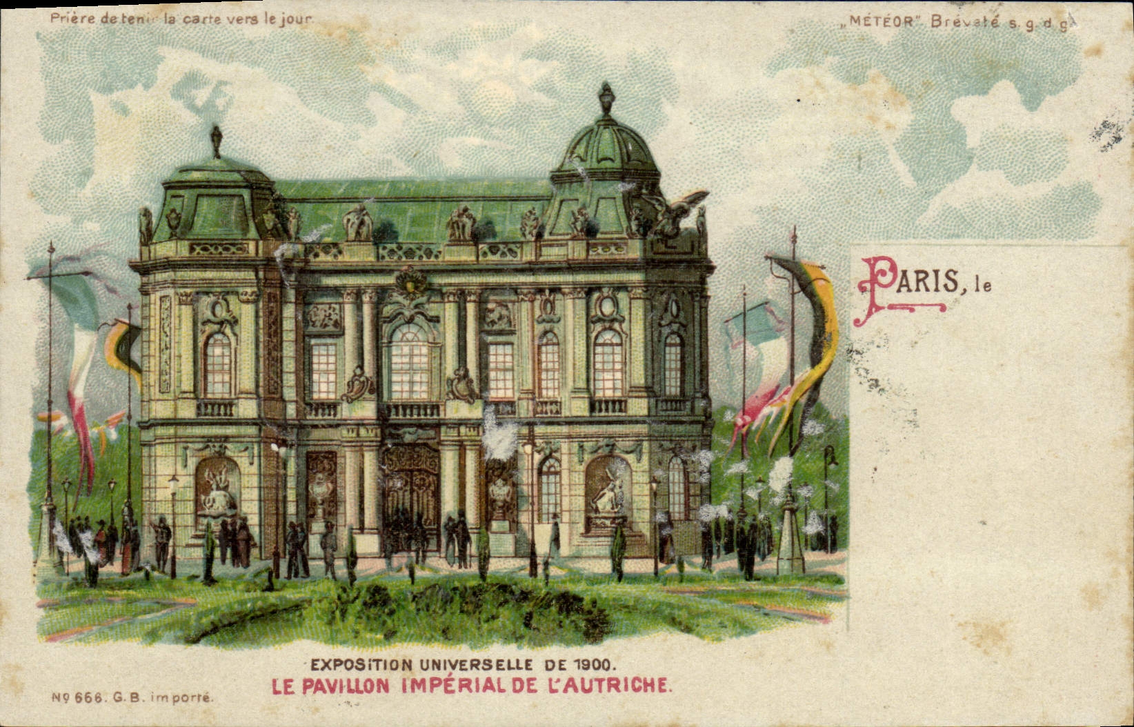 Vintage Postcard transparent Chart Paris World Fair 1900 House of Austria