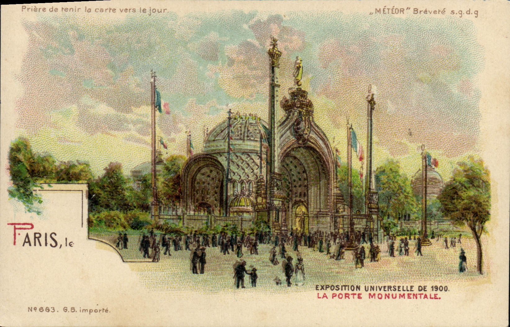CPA Carte transparente Paris Exposition Universelle 1900 La porte monumentale