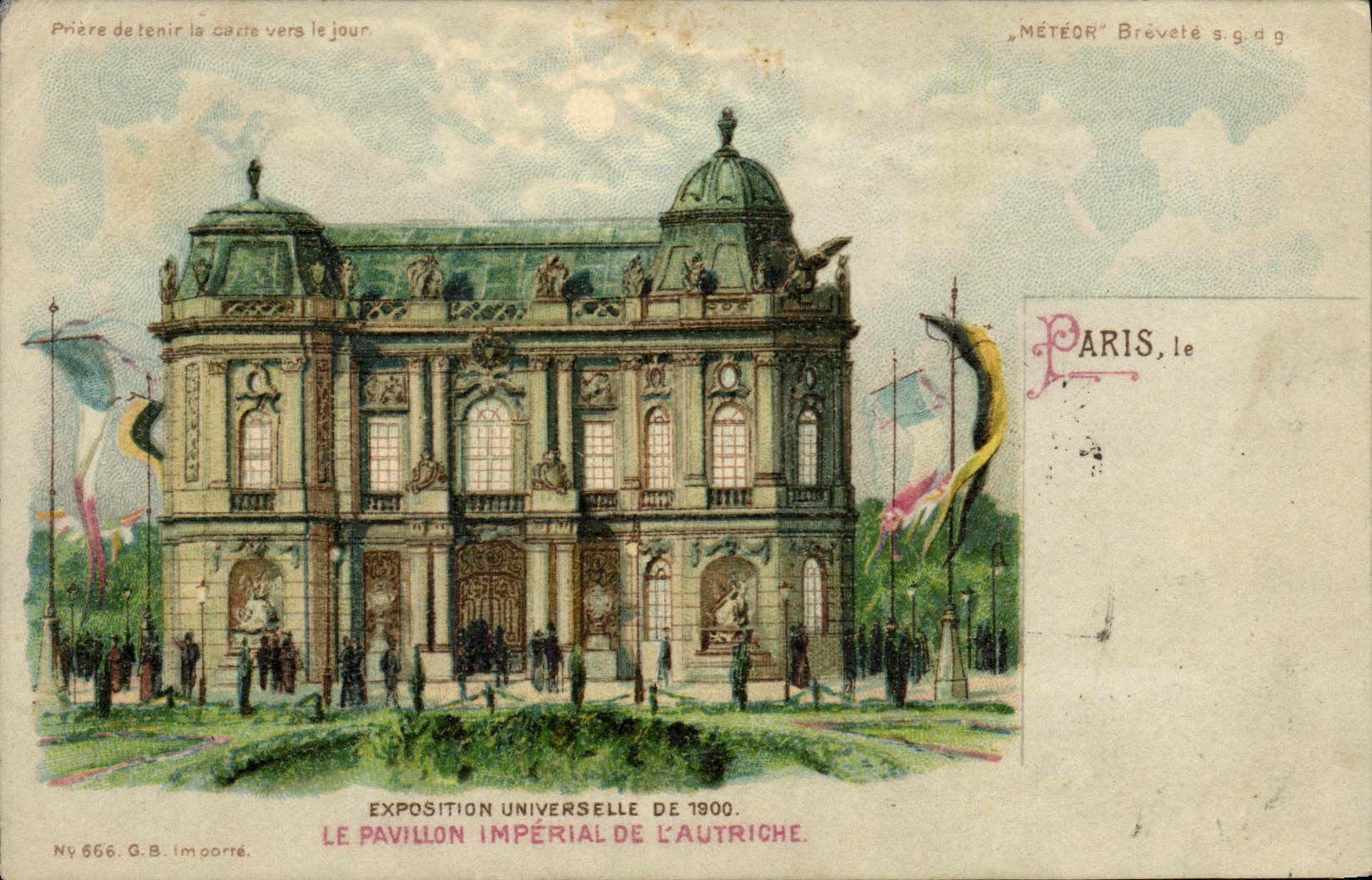 CPA Carte transparente Paris Exposition Universelle 1900 Le pavillon imperial de l'Autriche
