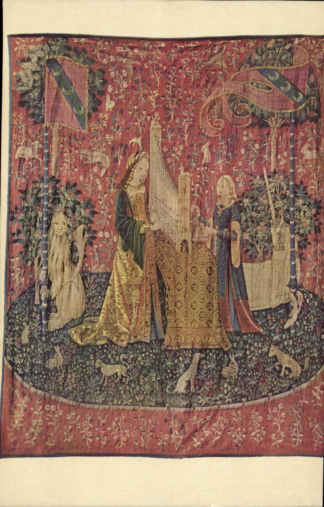 Postal Órgano Tapicería la dama tiene el unicornio