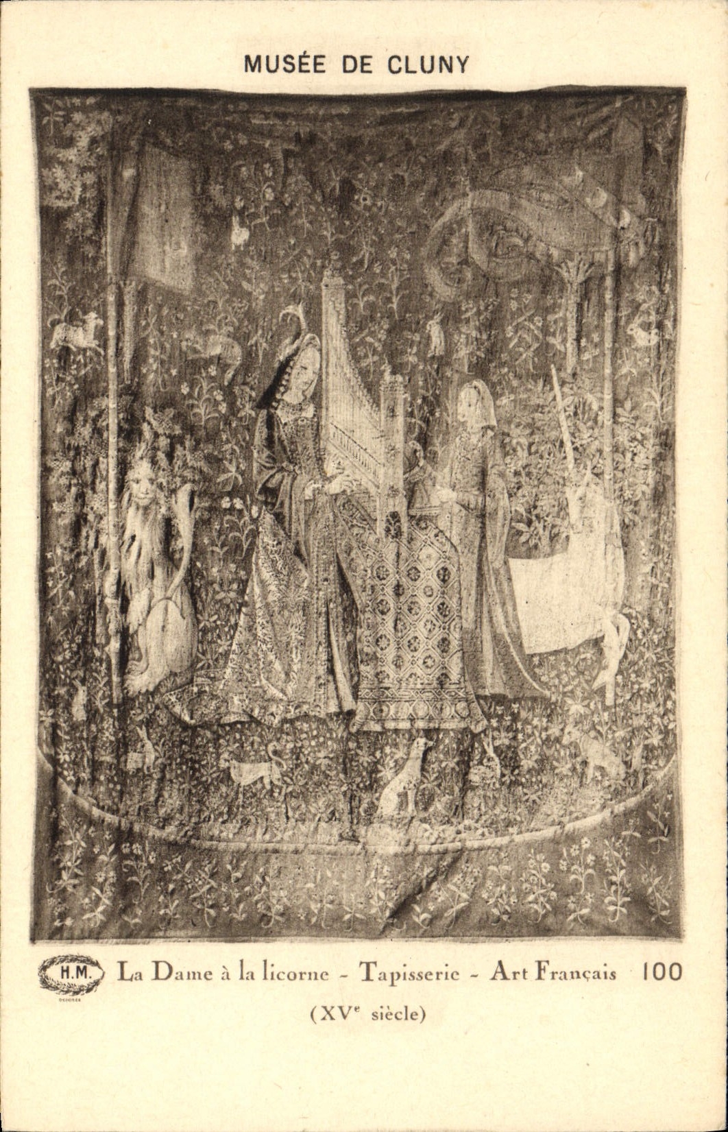 Postal Órgano Vagada de Cluny la dama tiene el unicornio Tapicería