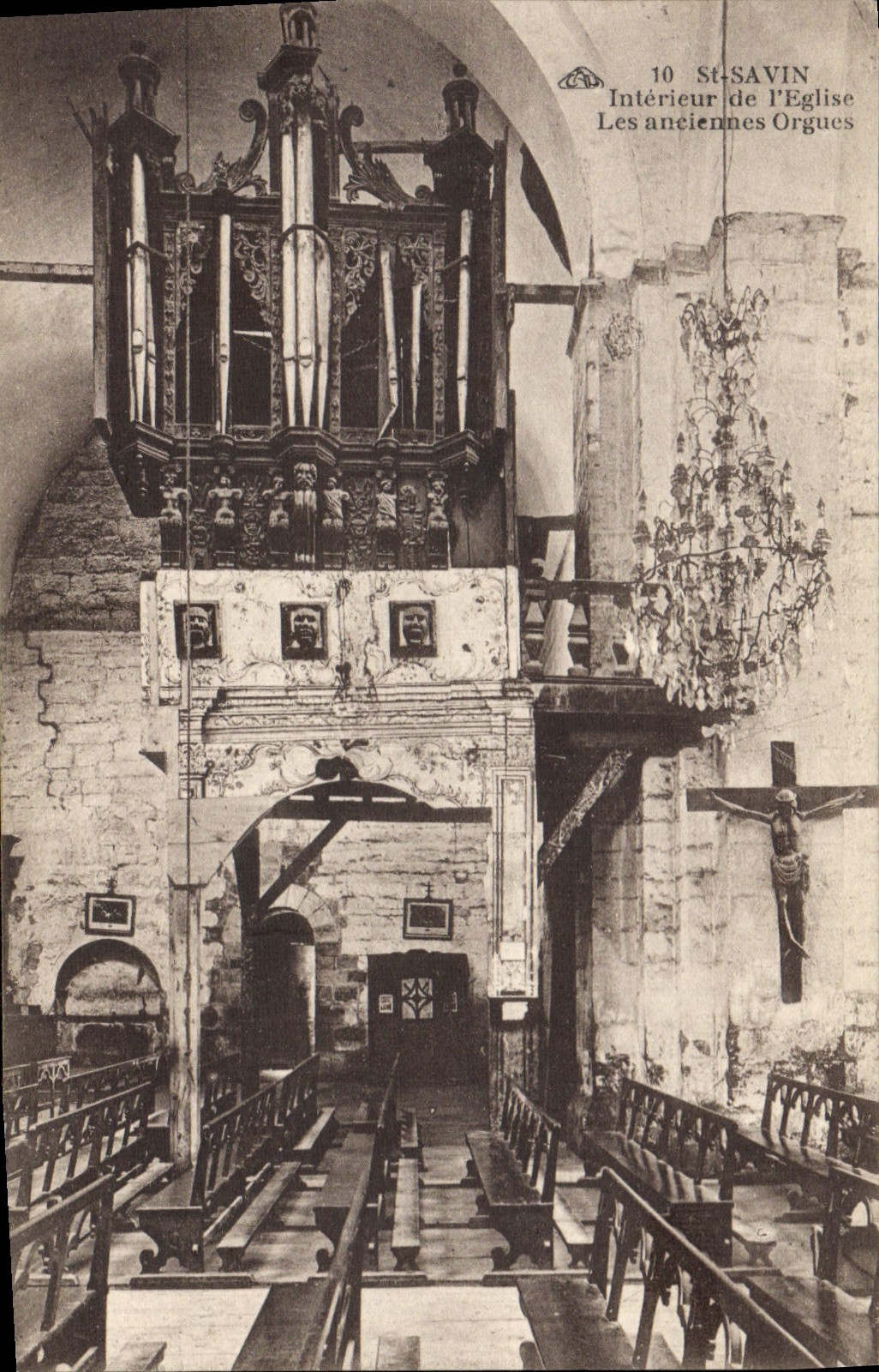 Postal Órgano St Savin Interior de la iglesia los antiguos órganos