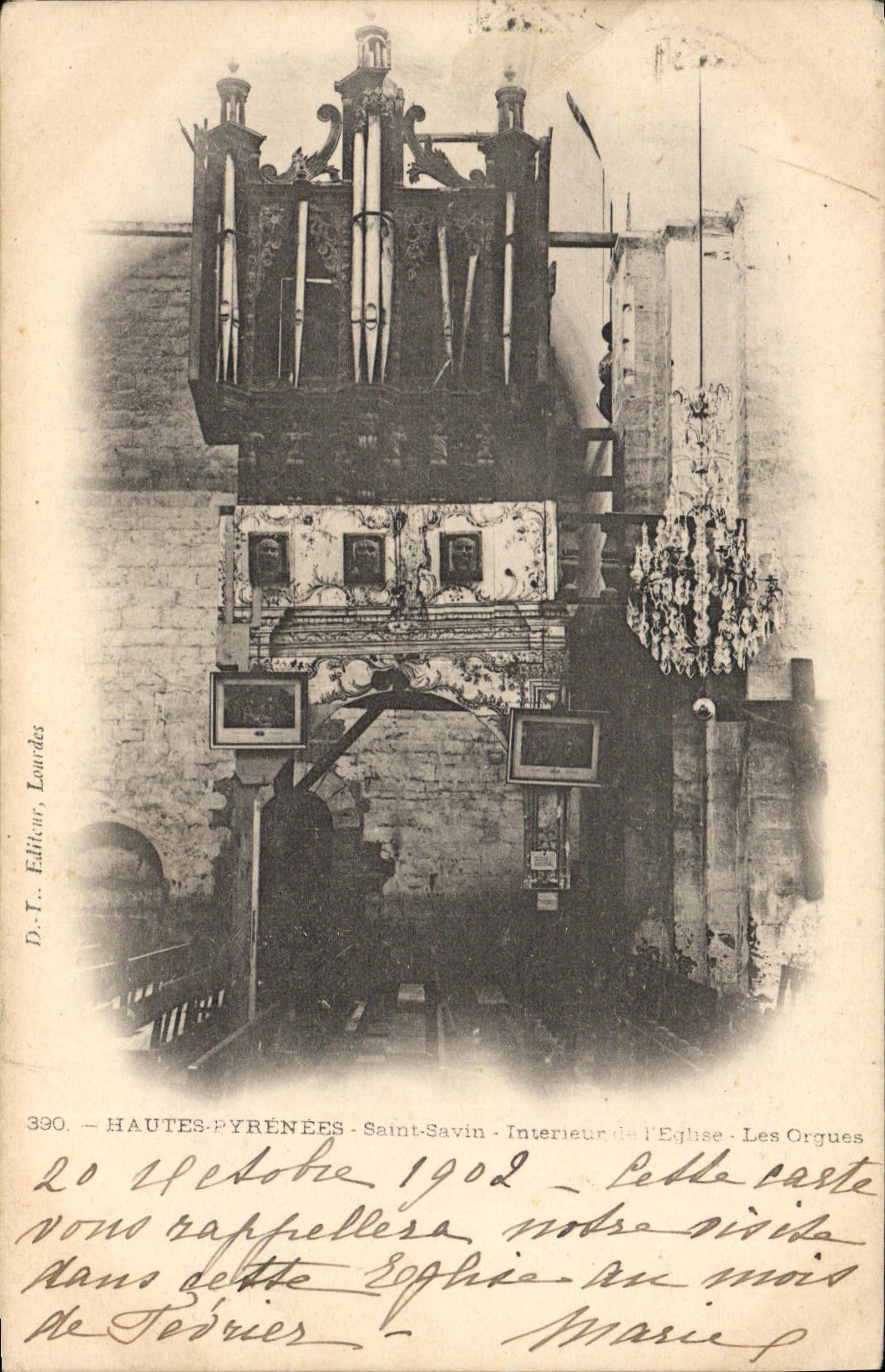 Postal Órgano Santo Savin Interior de la iglesia los órganos