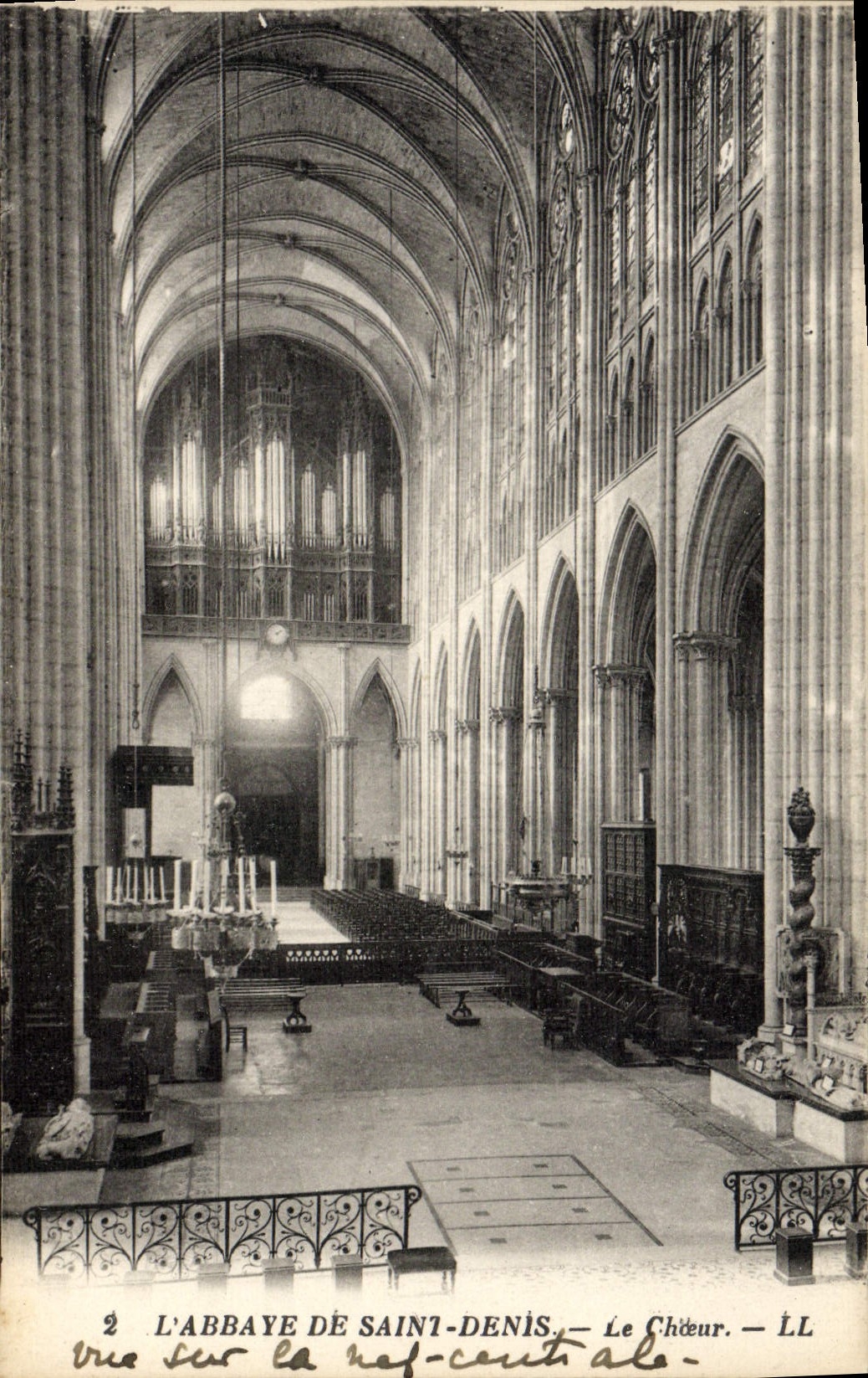 Postal Órgano la Abadía de San Dennis el coro