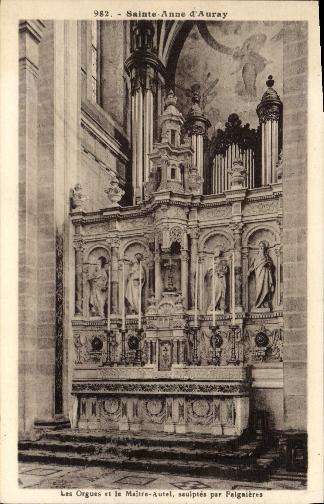 Postal Órgano Santa Ana de Auray los órganos y el principal altar Falguieres