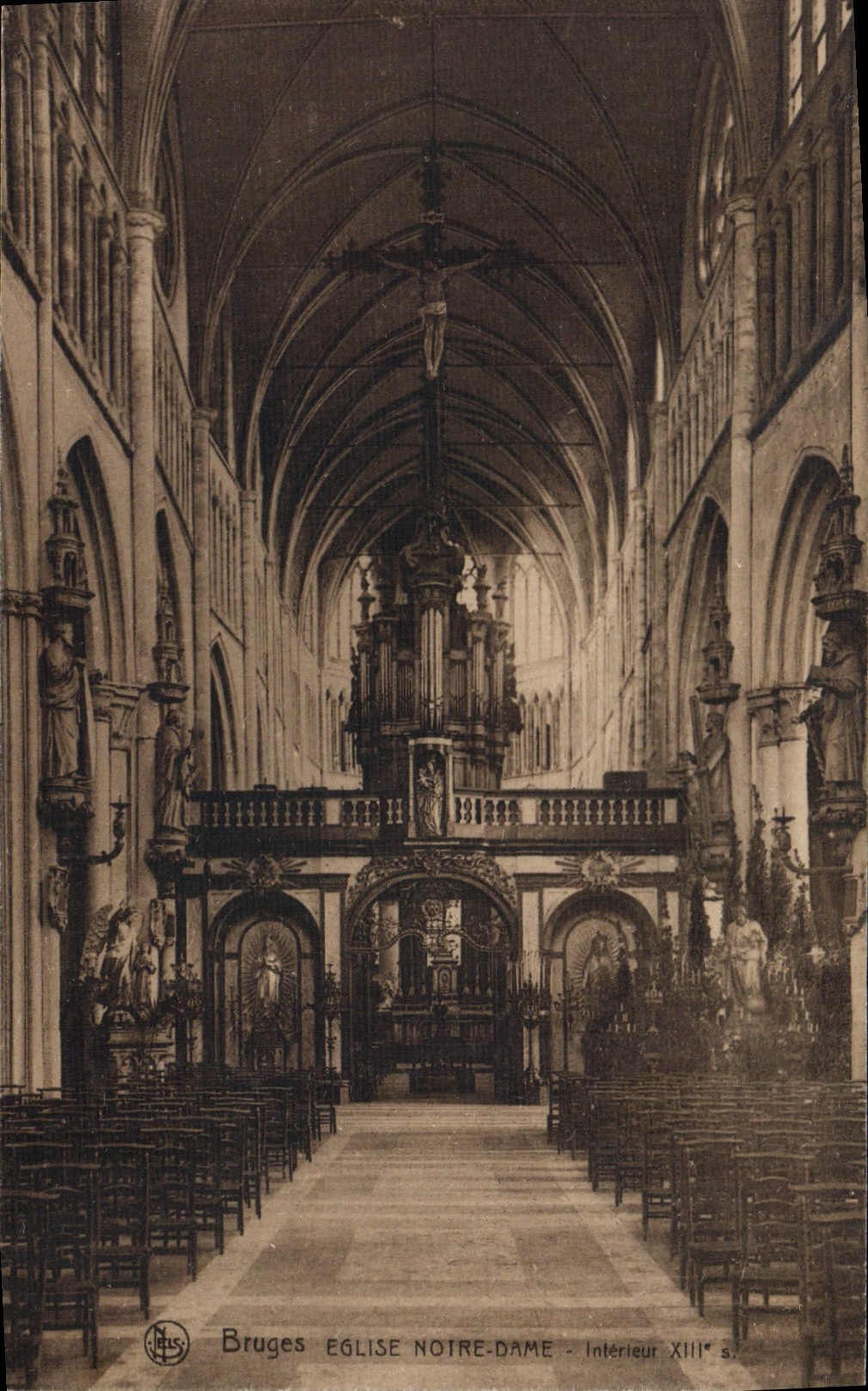 Postal Órgano Brujas Iglesia Notre Dame