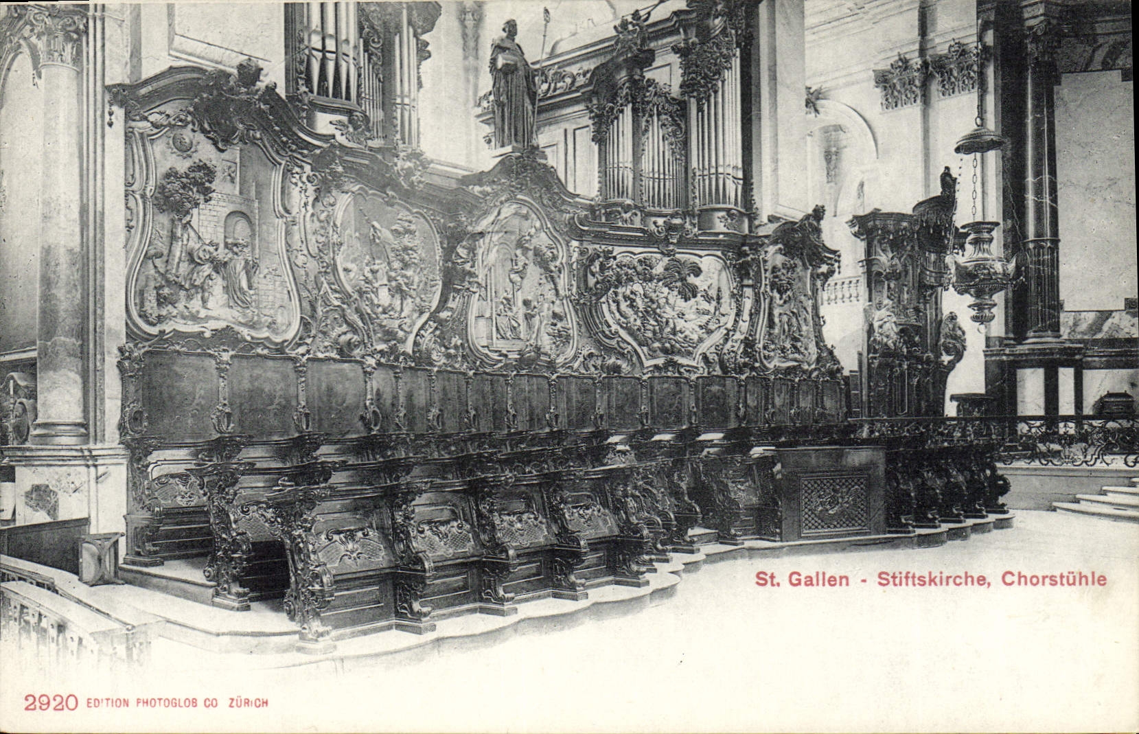 Postal Órgano St Gallen Stiftskirche Chorstuhle