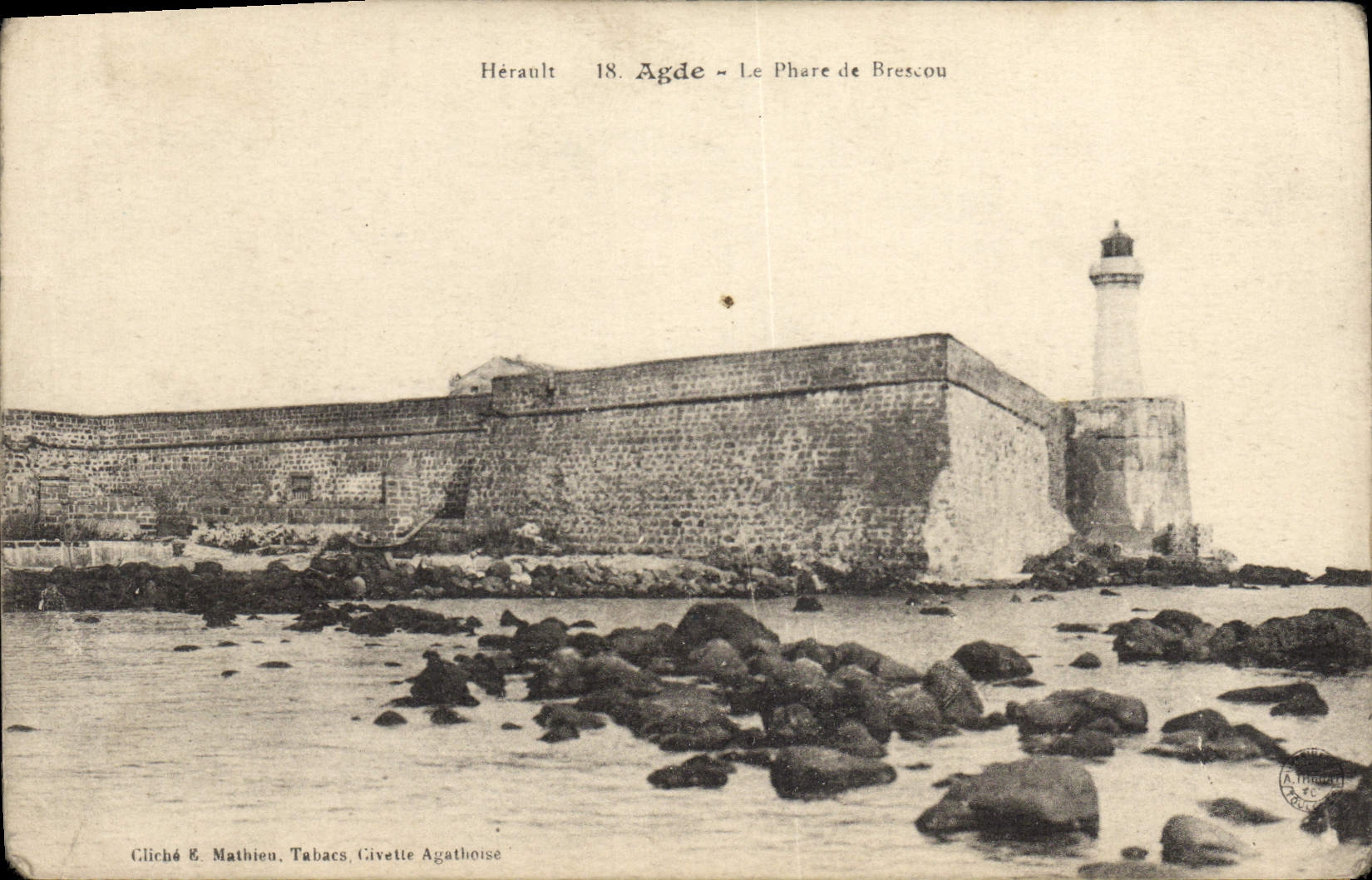 Postal PHARE Agde el faro de Brescou
