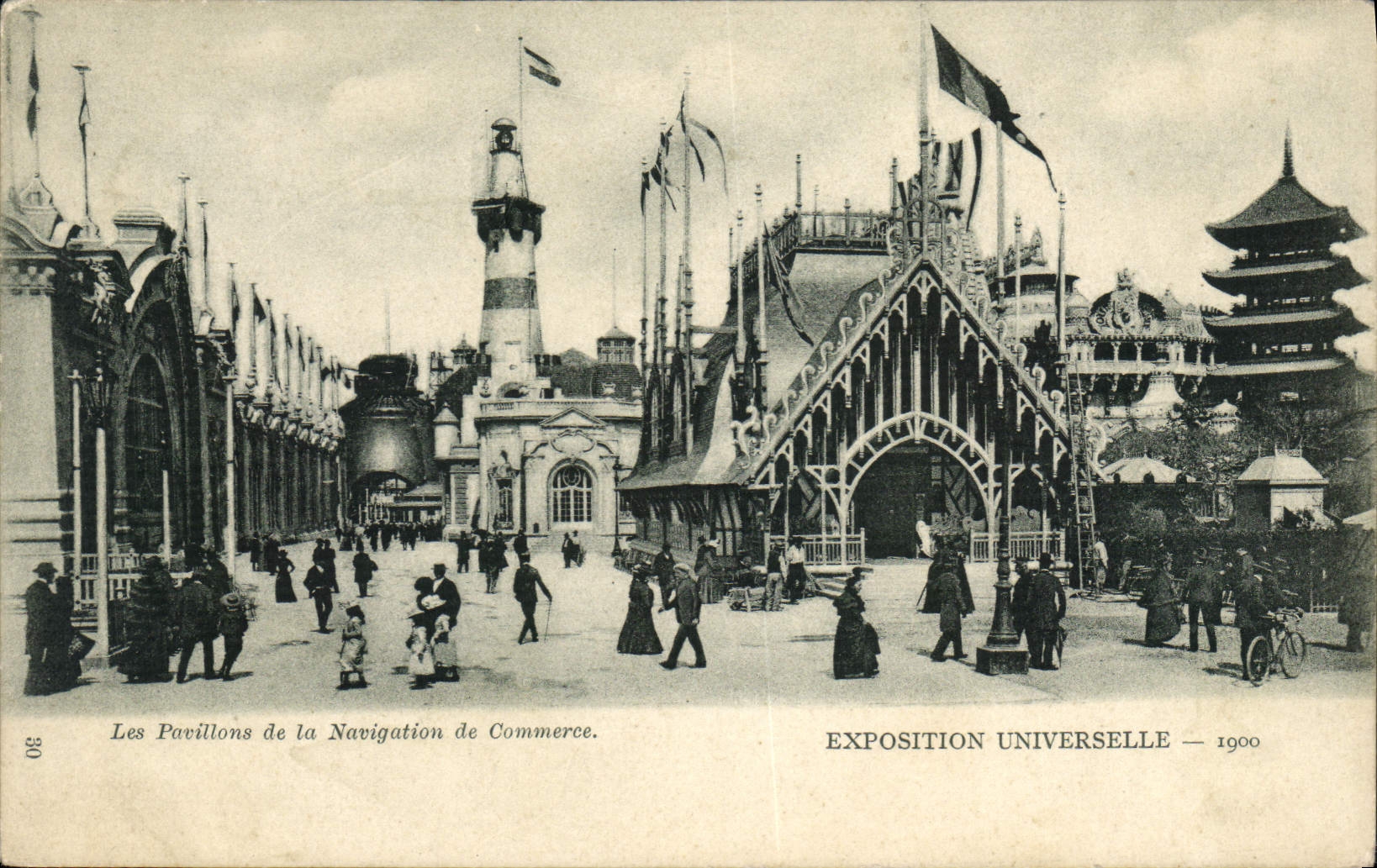 CPA Phare Les pavillons de la Navigation de commerce Exposition universelle 1900