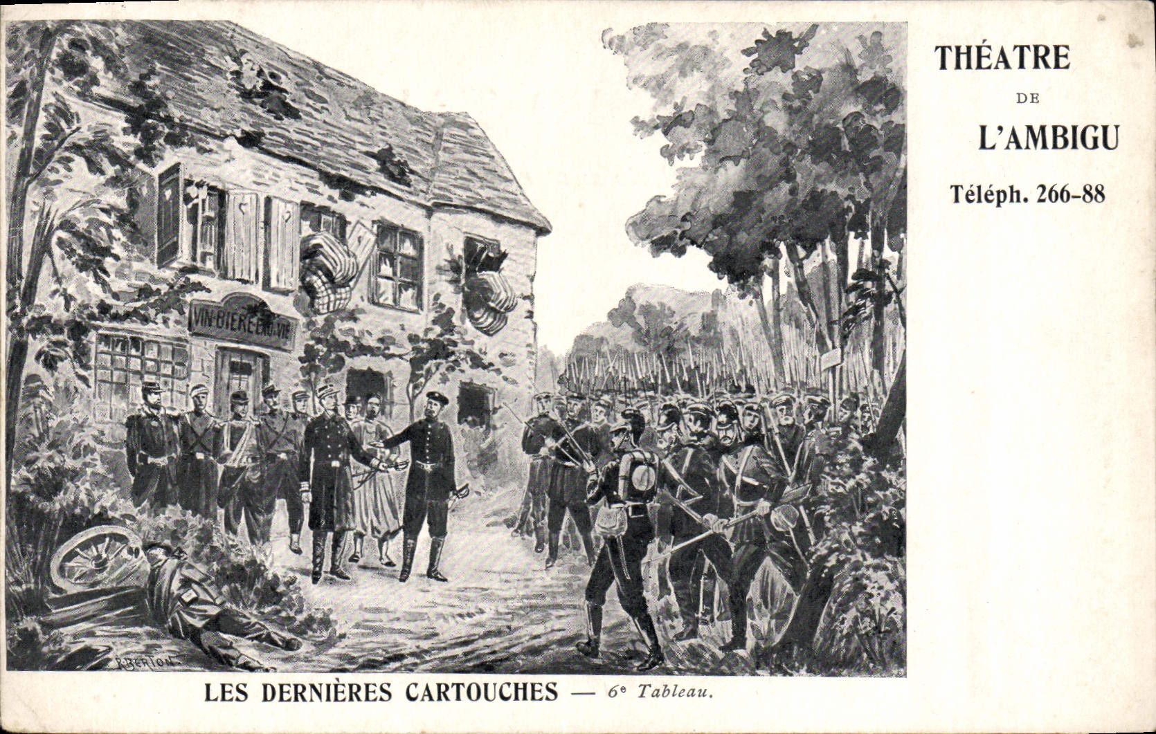 CPA Militaria Guerre de de 1870 Theatre de l'Ambigu Les dernieres cartouches