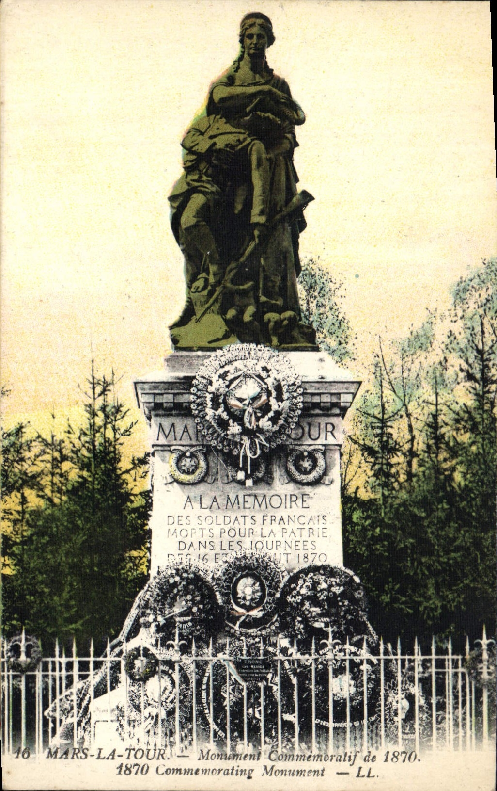 Vintage Postcard Militaria War of 1870 Mars the Tower Memorial of 1870