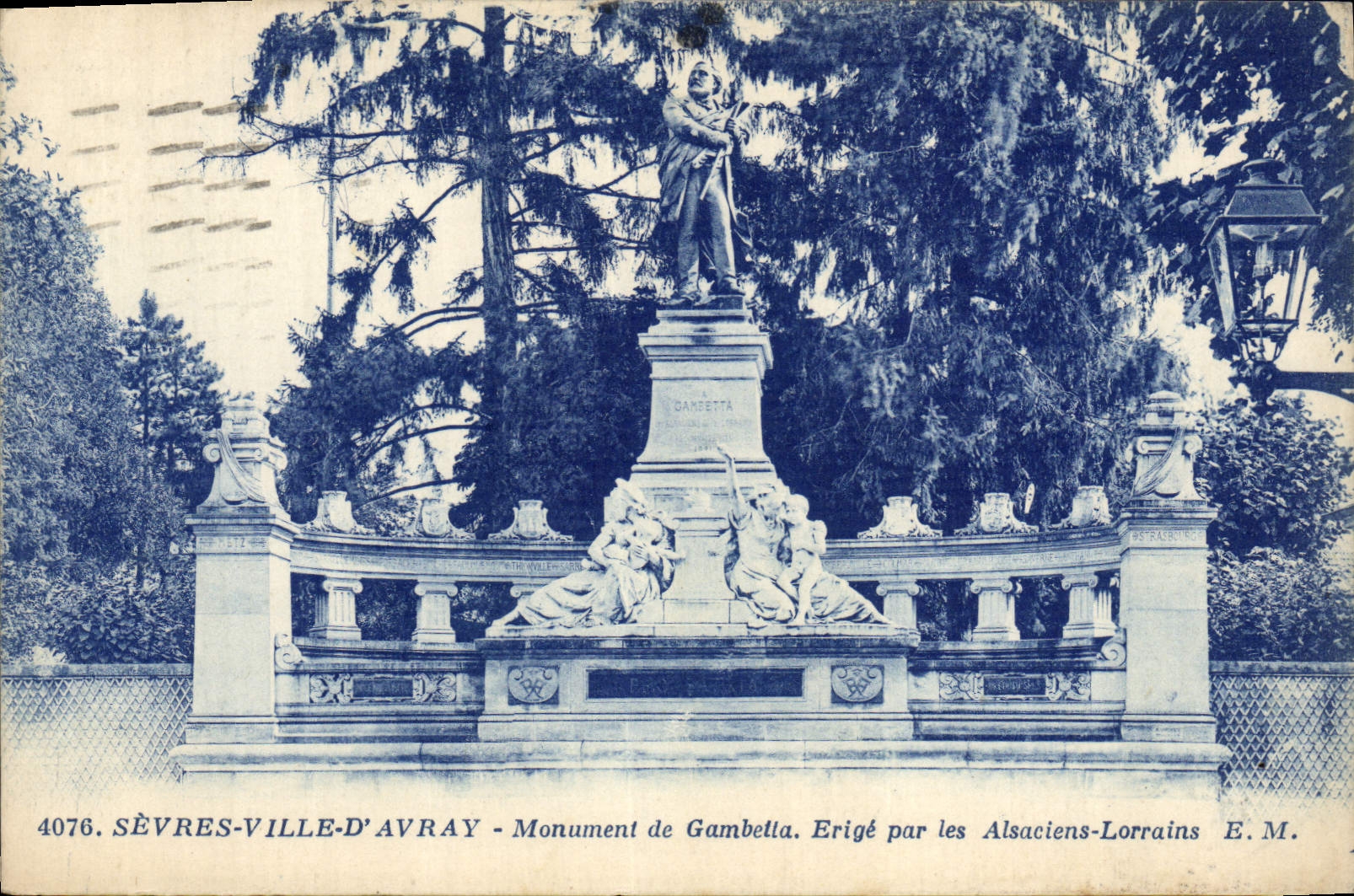 Vintage Postcard Militaria Guerre of 1870 Separate Town of Avray Monument of Gambetta Erige up by the Alsatian Lorraine ones