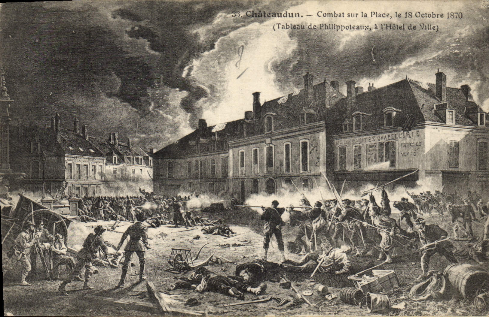 CPA Militaria Guerre de de 1870 Chateaudun Combat sur la place