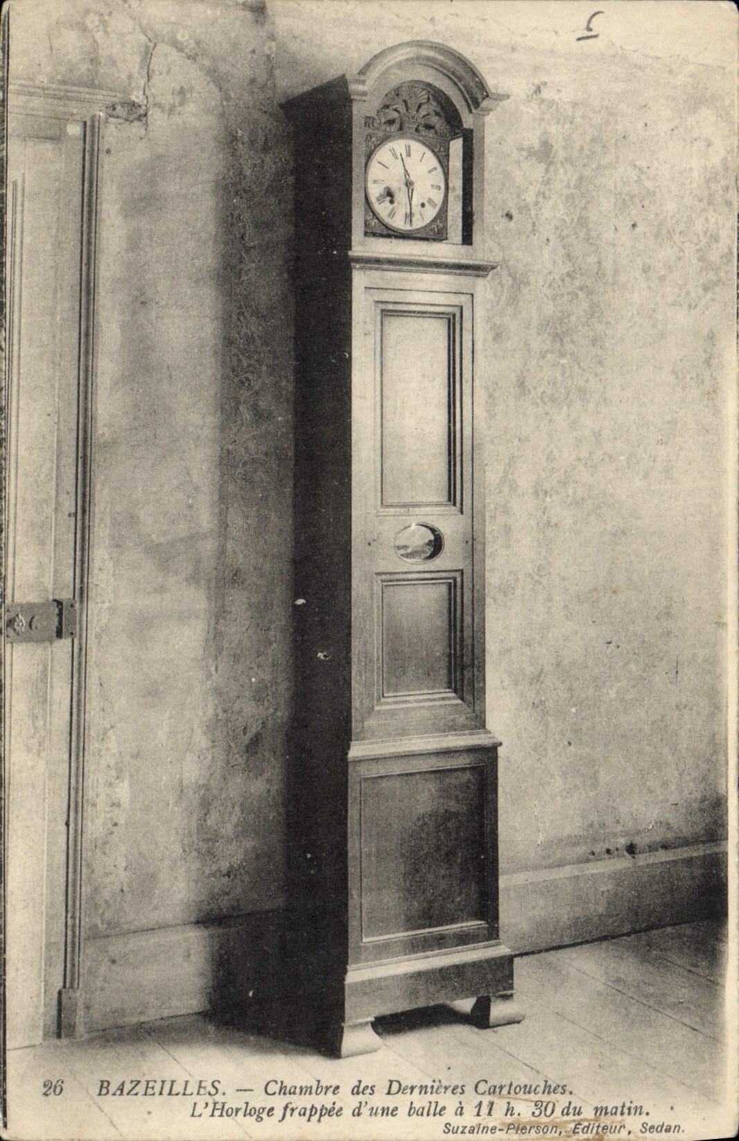 Vintage Postcard Militaria Guerre of 1870 Bazeilles Chambre of the last cartridges the hrologe frappee of a ball has 11:30 of the morning