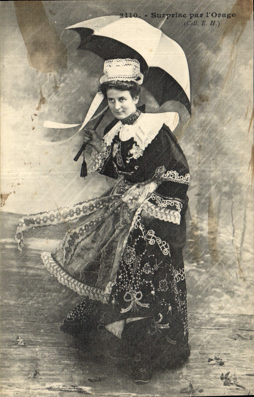 Postal Folclore Sorpresa por la tormenta