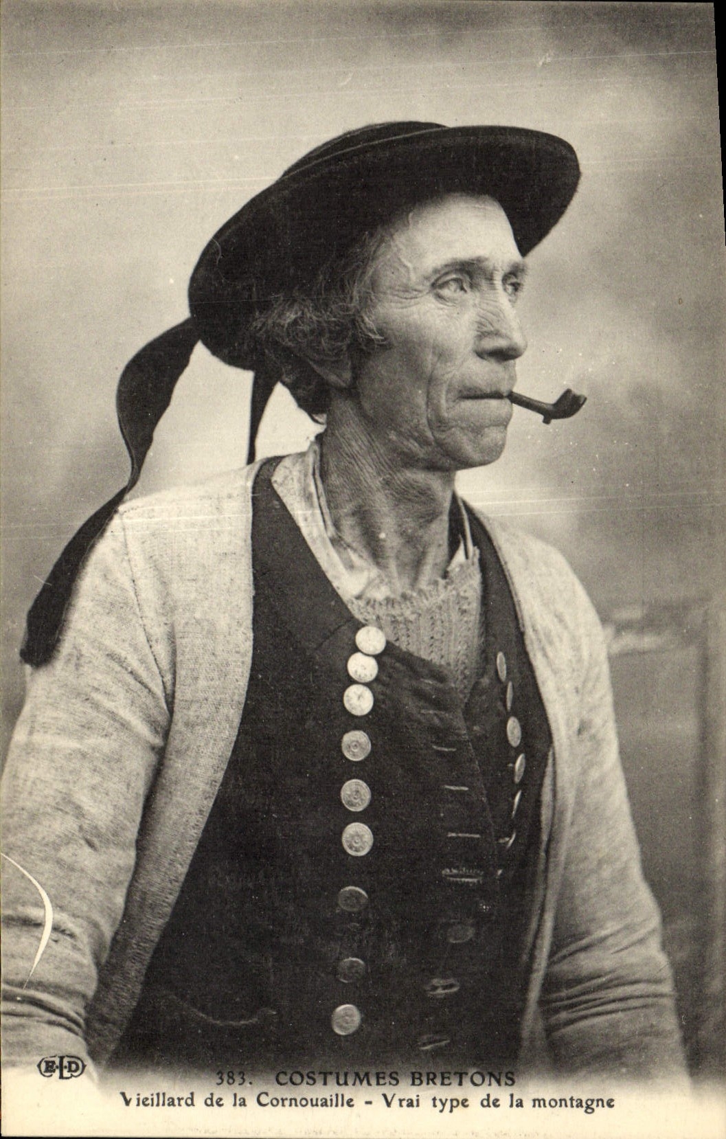 Postal Folclore Anciano de la Cornualles Verdadero modelo de la montaña