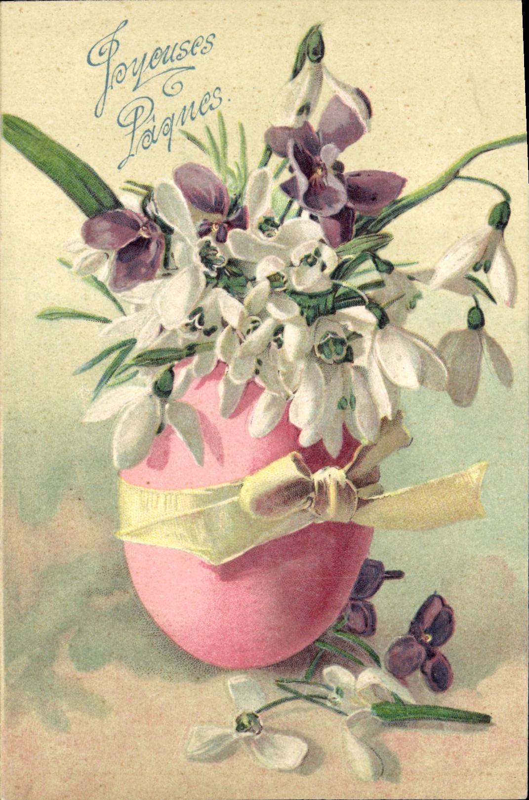 Vintage Postcard Fantasy Flowers Egg