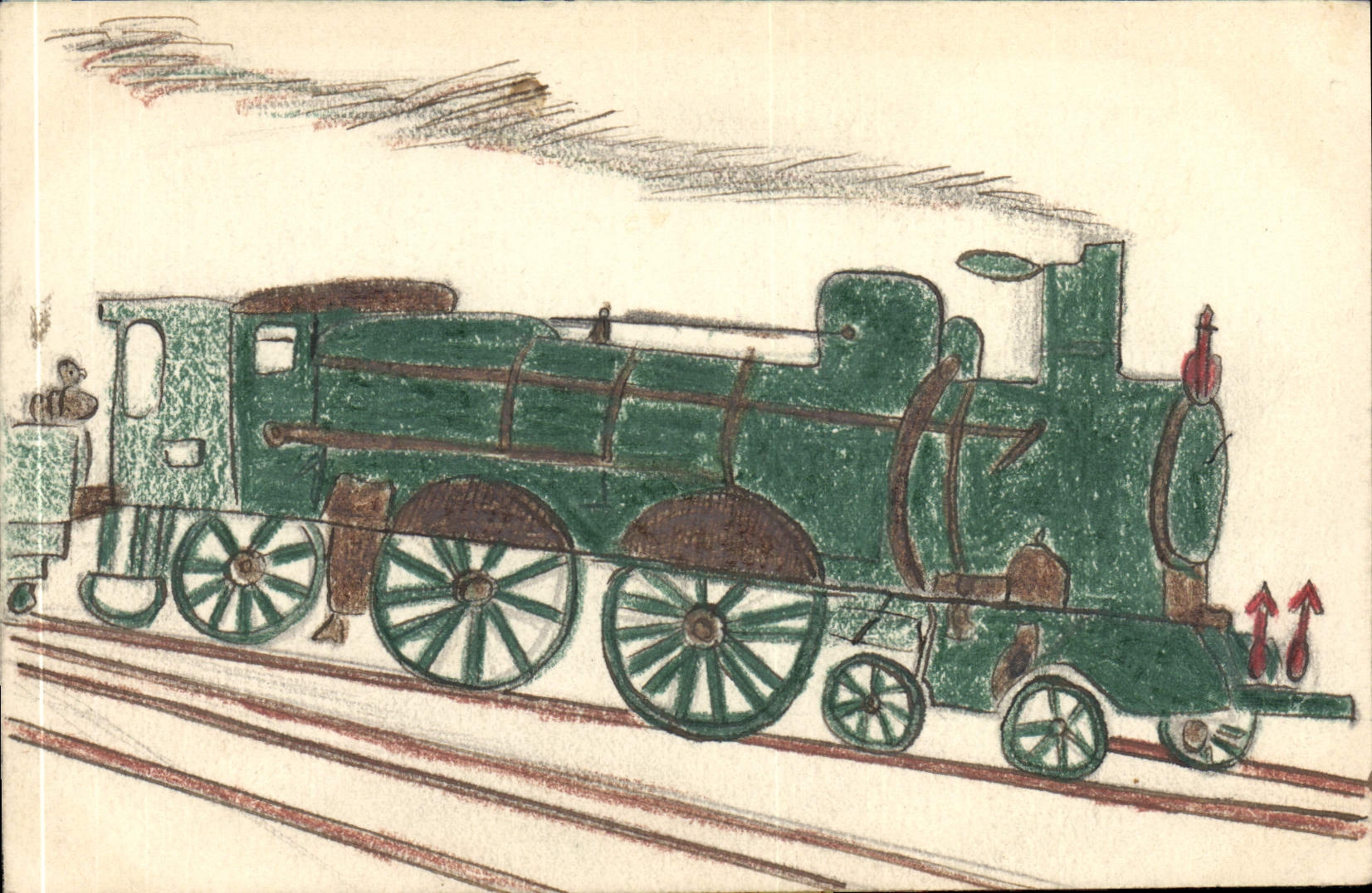 CPA Fantaisie (dessin a la main) Train