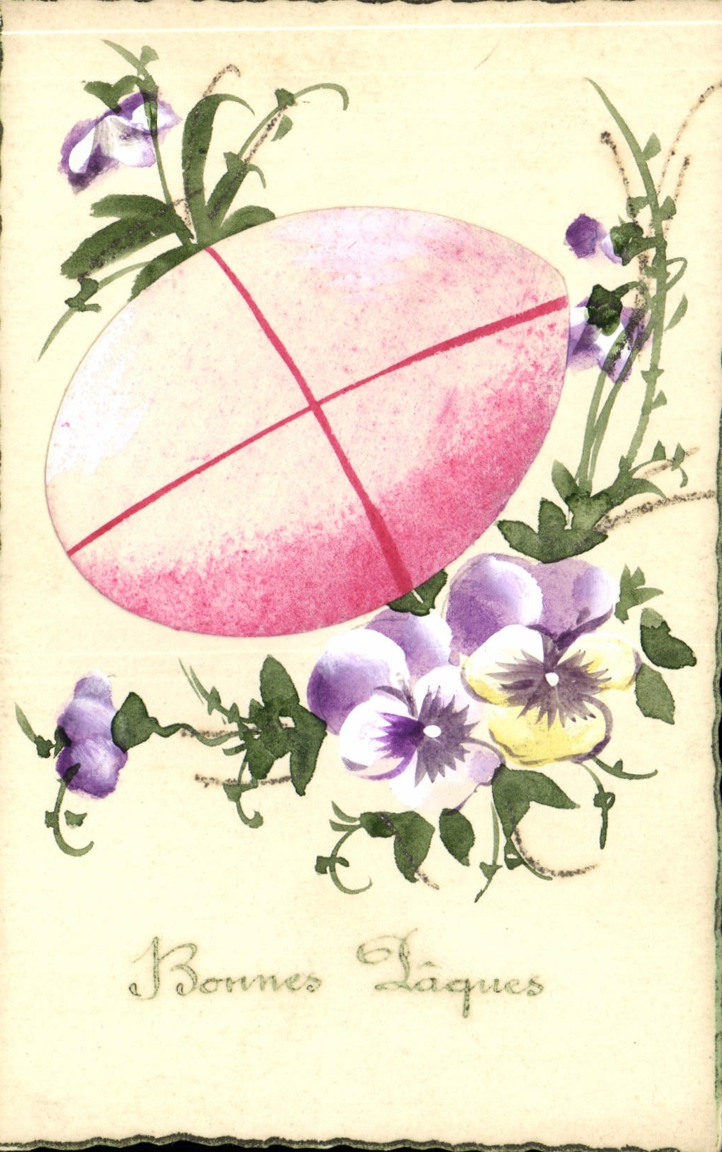CPA Fantaisie (dessin a la main) Fleurs oeuf Paques