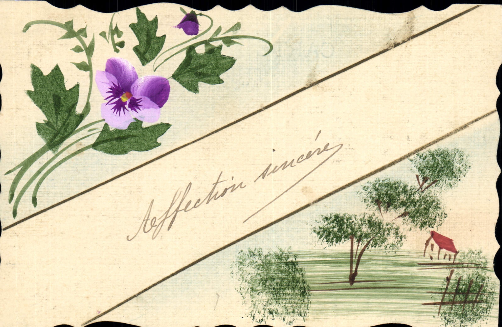 CPA Fantaisie (dessin a la main) Fleurs