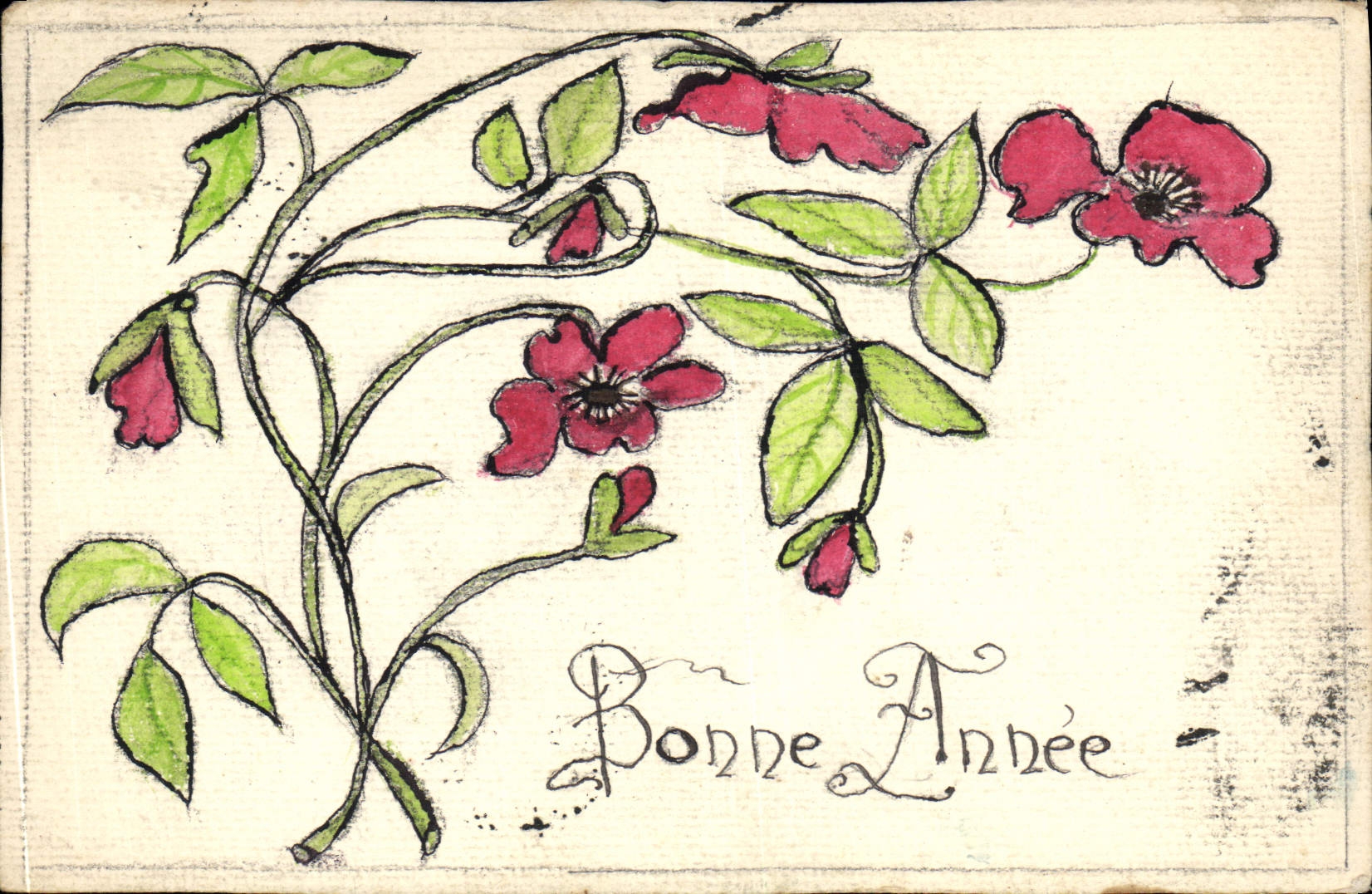 CPA Fantaisie (dessin a la main) Fleurs