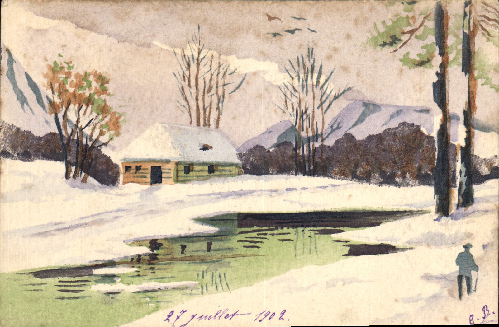 CPA Fantaisie (dessin a la main) Paysage