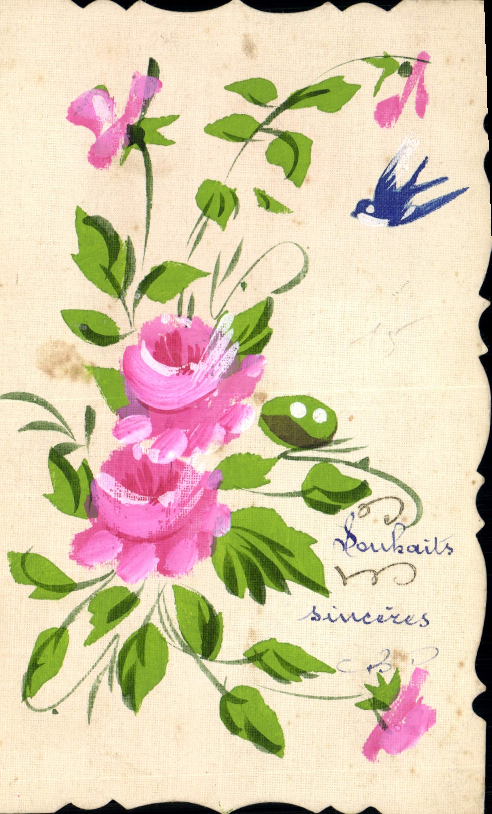 CPA Fantaisie (dessin a la main) Fleurs