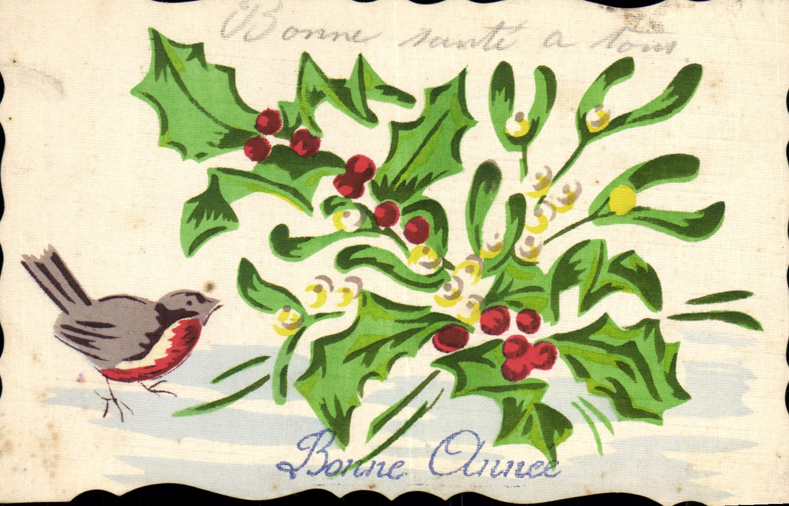 CPA Fantaisie (dessin a la main) Fleurs Oiseau