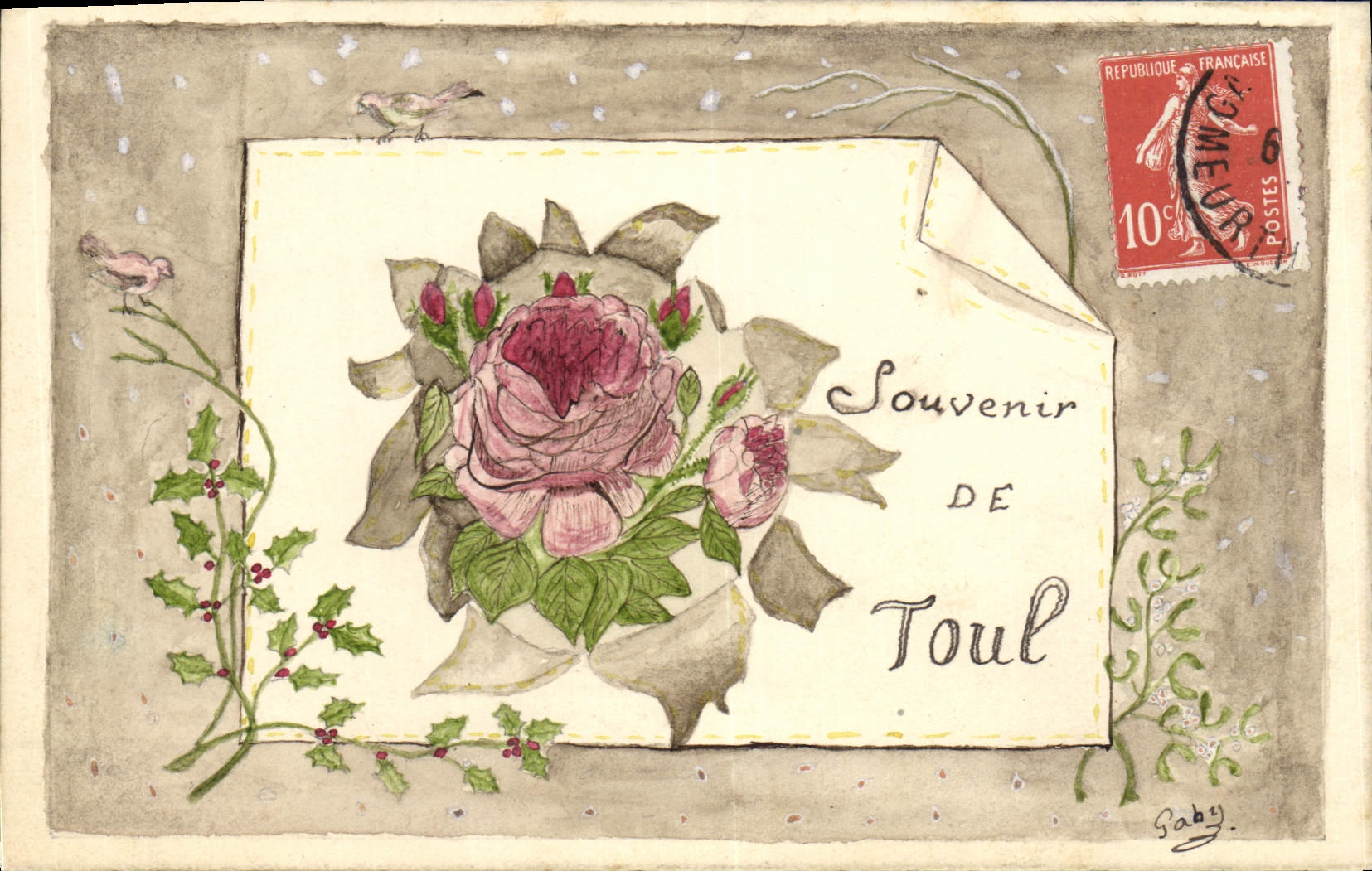 CPA Fantaisie (dessin a la main) Fleurs Toul