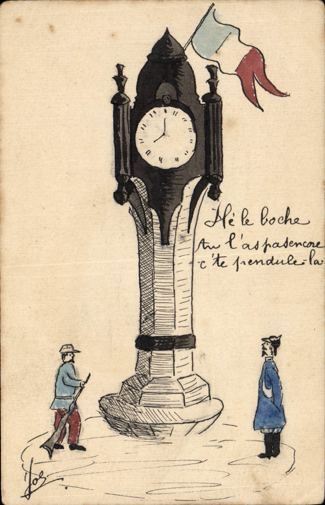 Vintage Postcard Fantasy (drawing has the hand) Militaria Bell