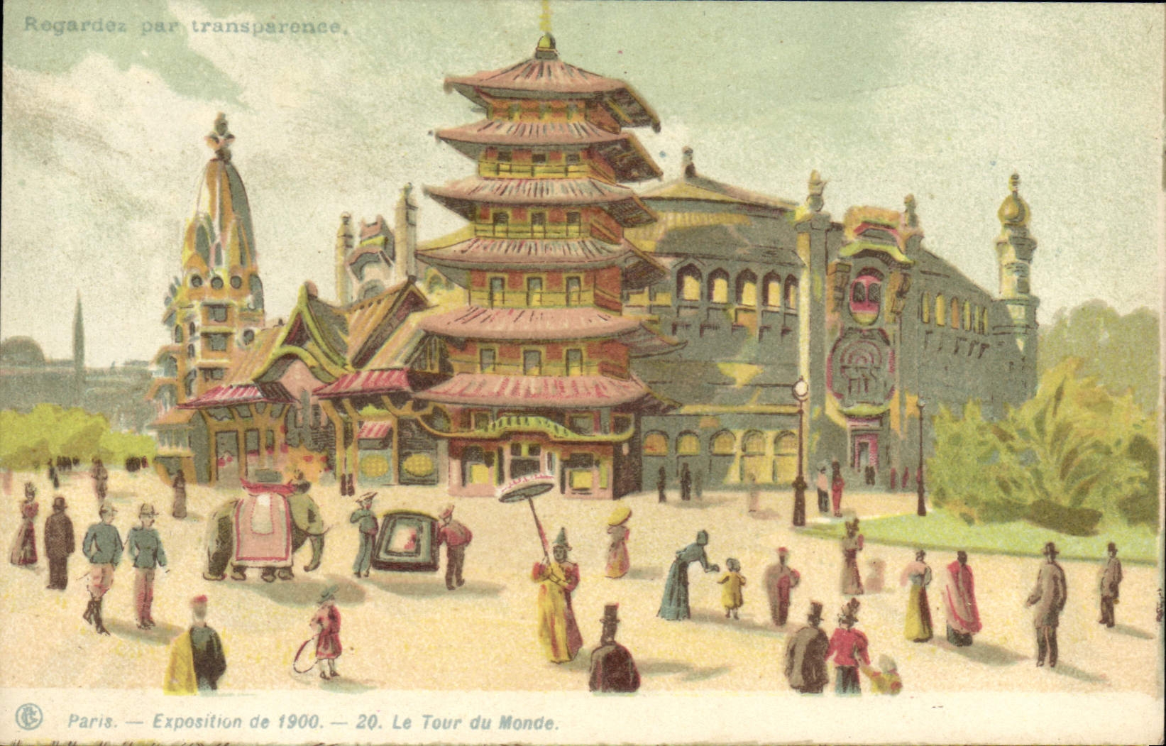 CPA Carte Transparente Paris Exposition Universelle 1900 Le Tour du Monde