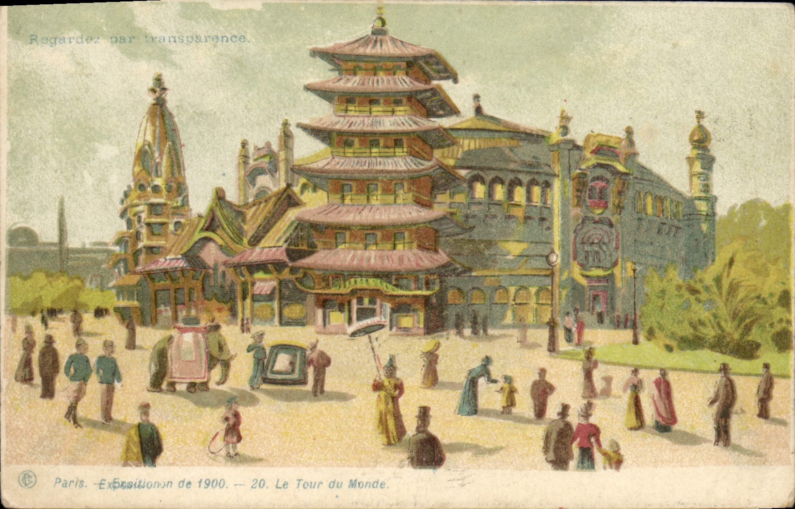 CPA Carte Transparente Paris Exposition Universelle 1900 Le Tour du Monde