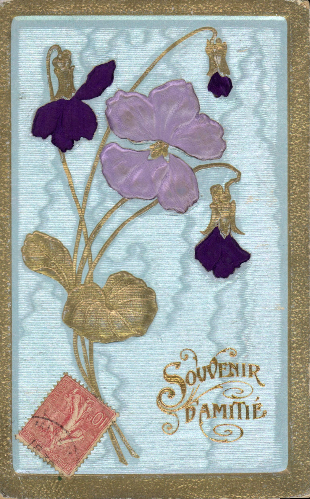 CPA Fantaisie Fleurs (carte toilee)