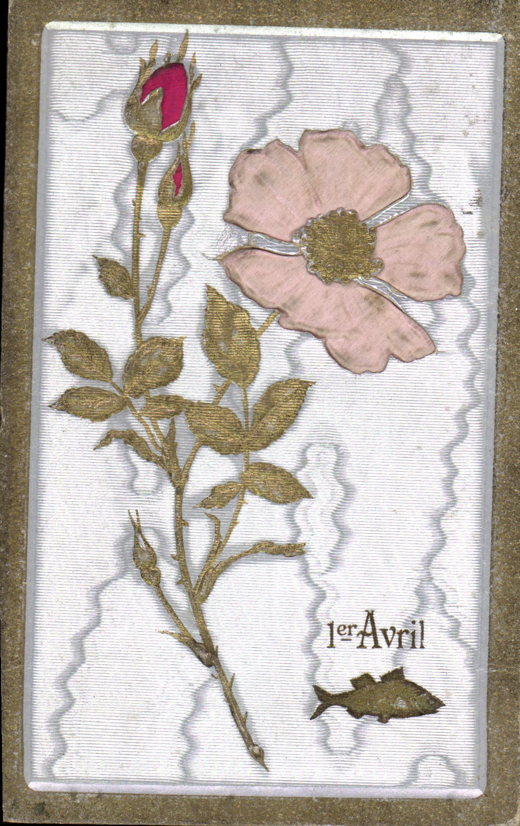 CPA Fantaisie Fleurs Poisson 1er Avril (carte toilee)