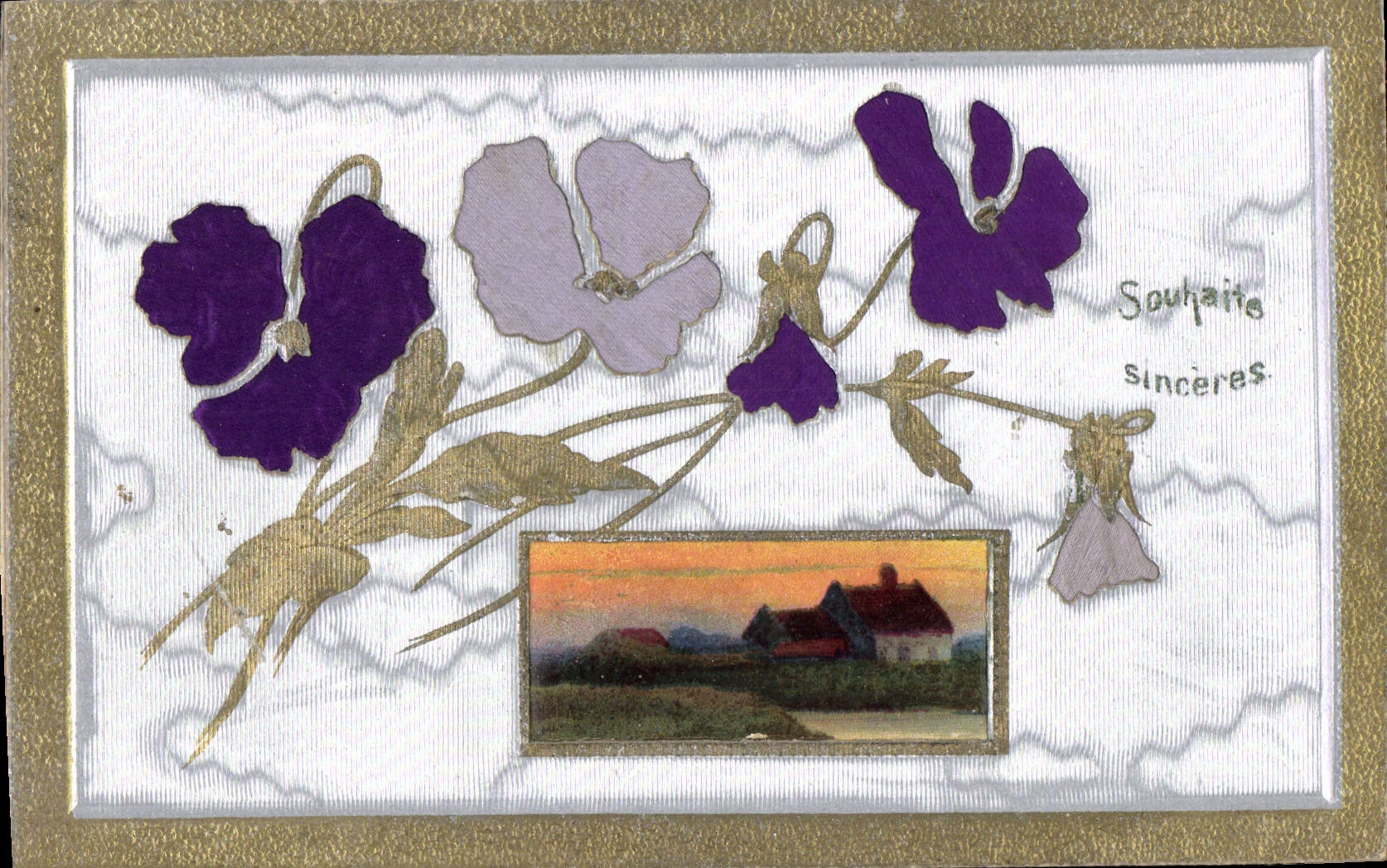 CPA Fantaisie Fleurs (carte toilee)