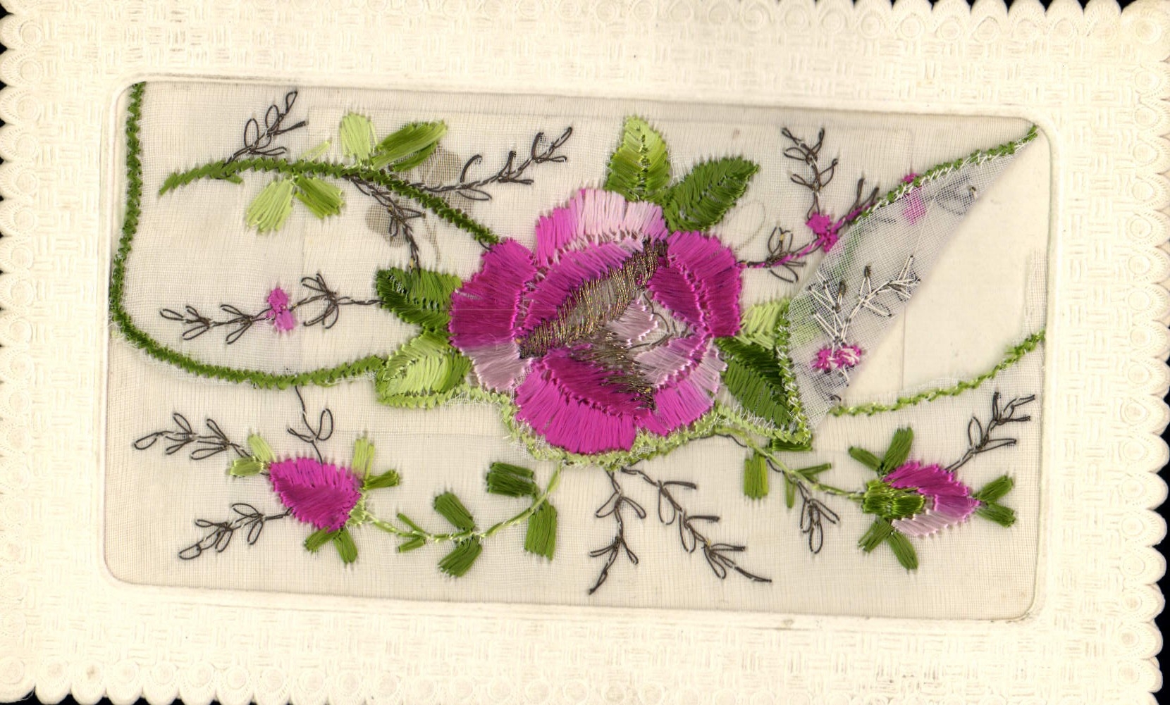 Vintage Postcard Fantasy Flowers (fabric)