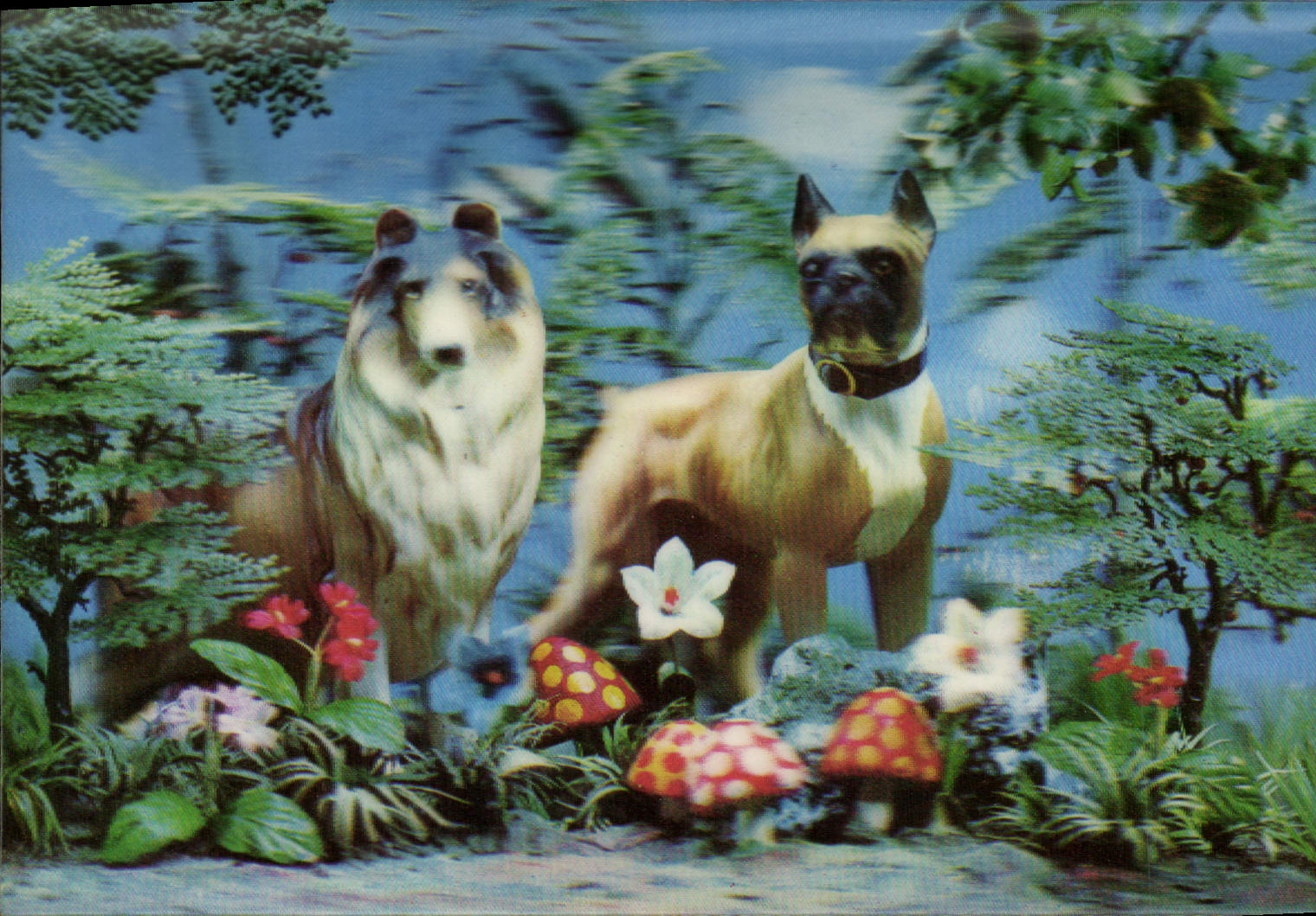 CPM Fantaisie Chiens (décor en relief)