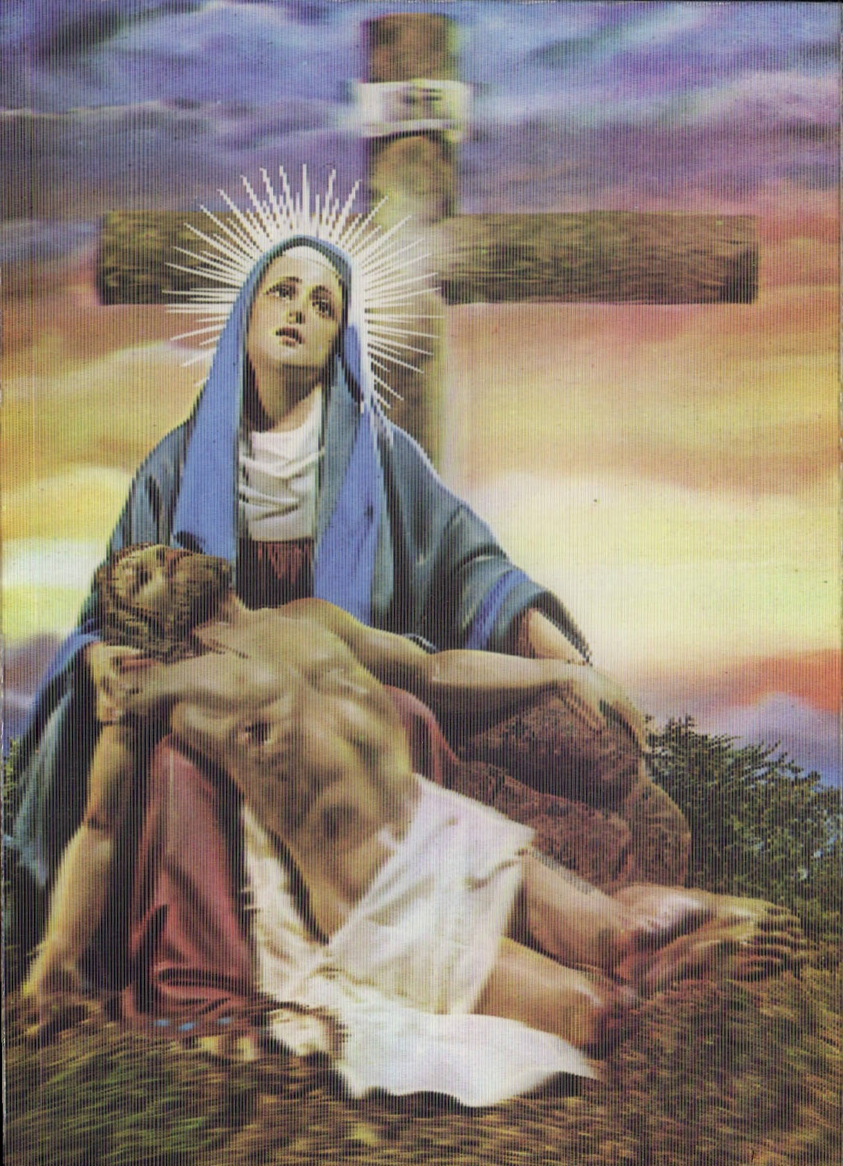 CPM Fantaisie Vierge Christ (décor en relief)