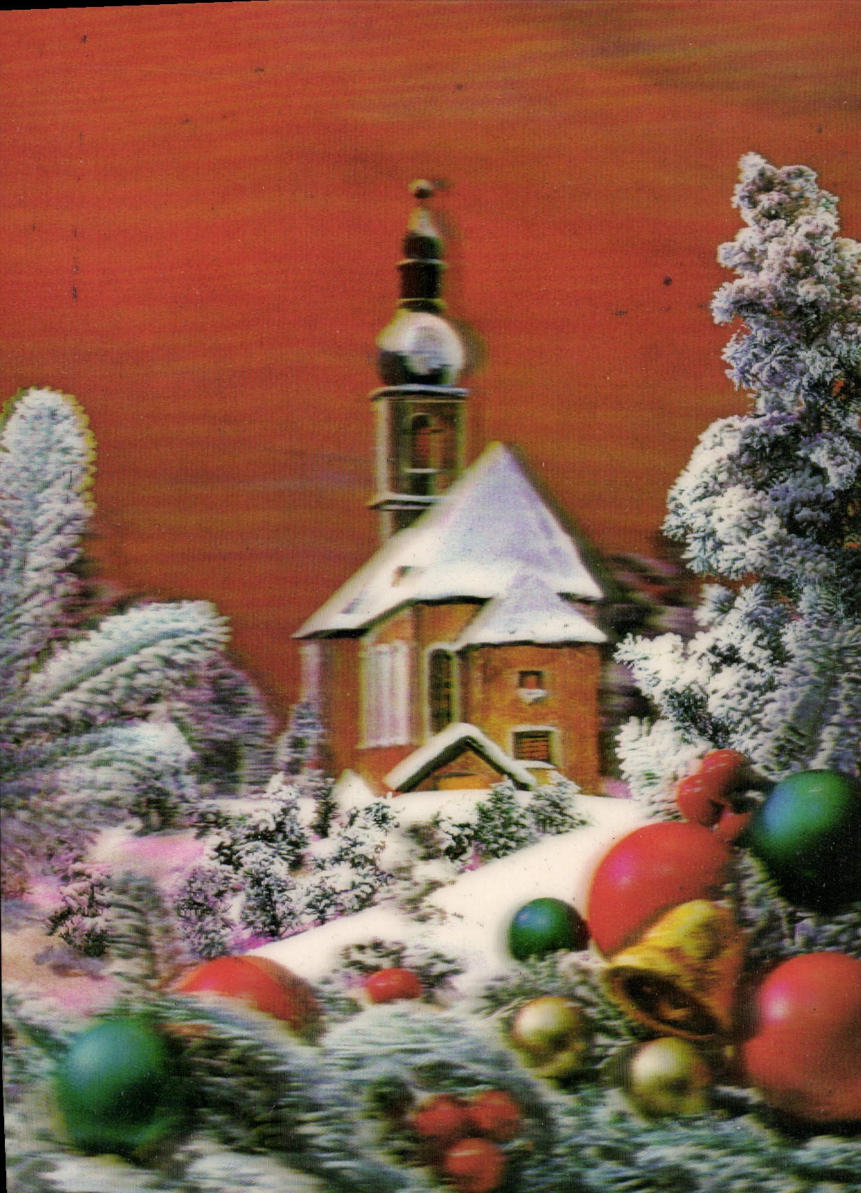 Modern Postcard Fantasy Church (decoration in relief)
