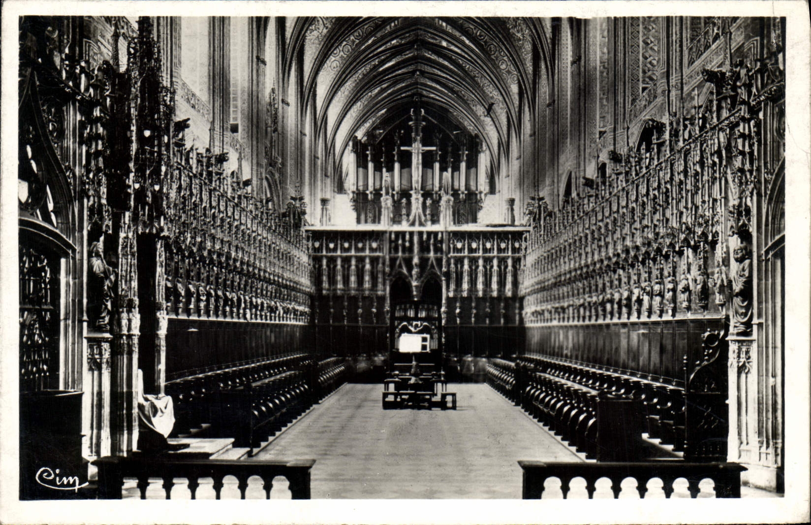 Postal Órgano Albi el coro de la catedral