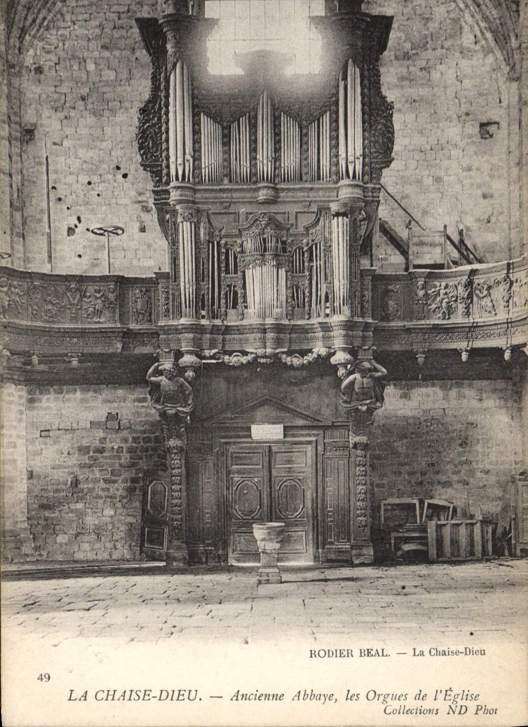 Postal Órgano la Silla Dios Antigua Abadía los órganos de la iglesia