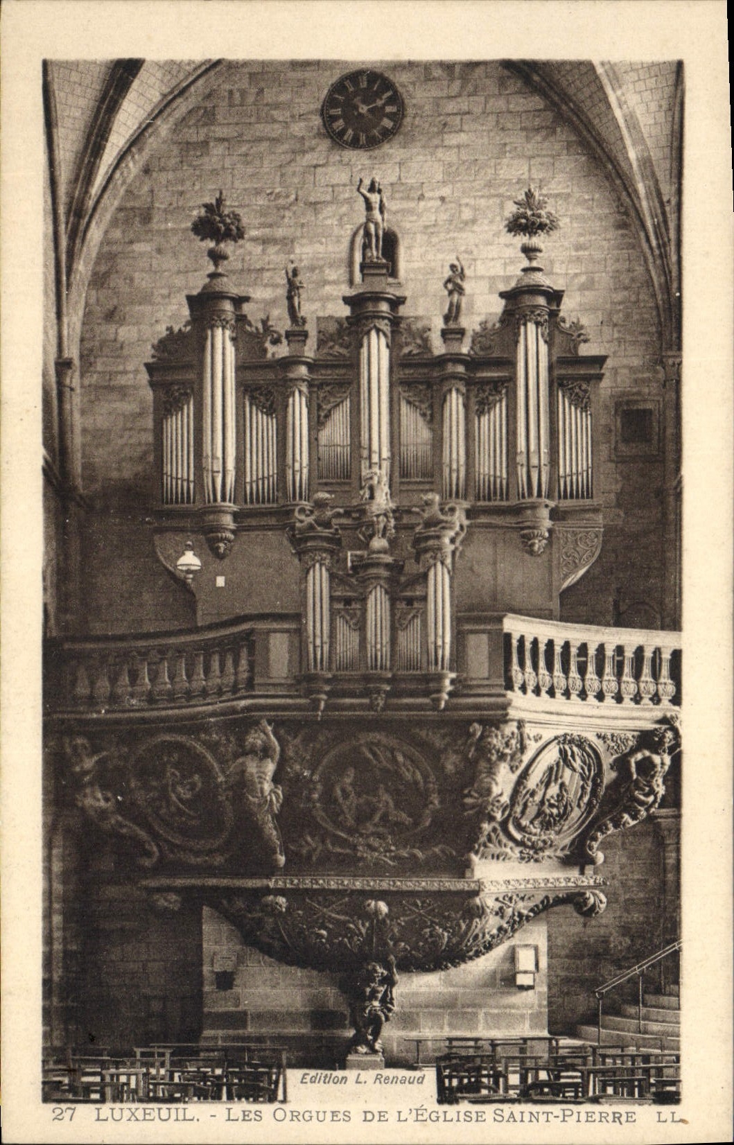 Postal Órgano Luxeuil los órganos de la iglesia Saint Pierre