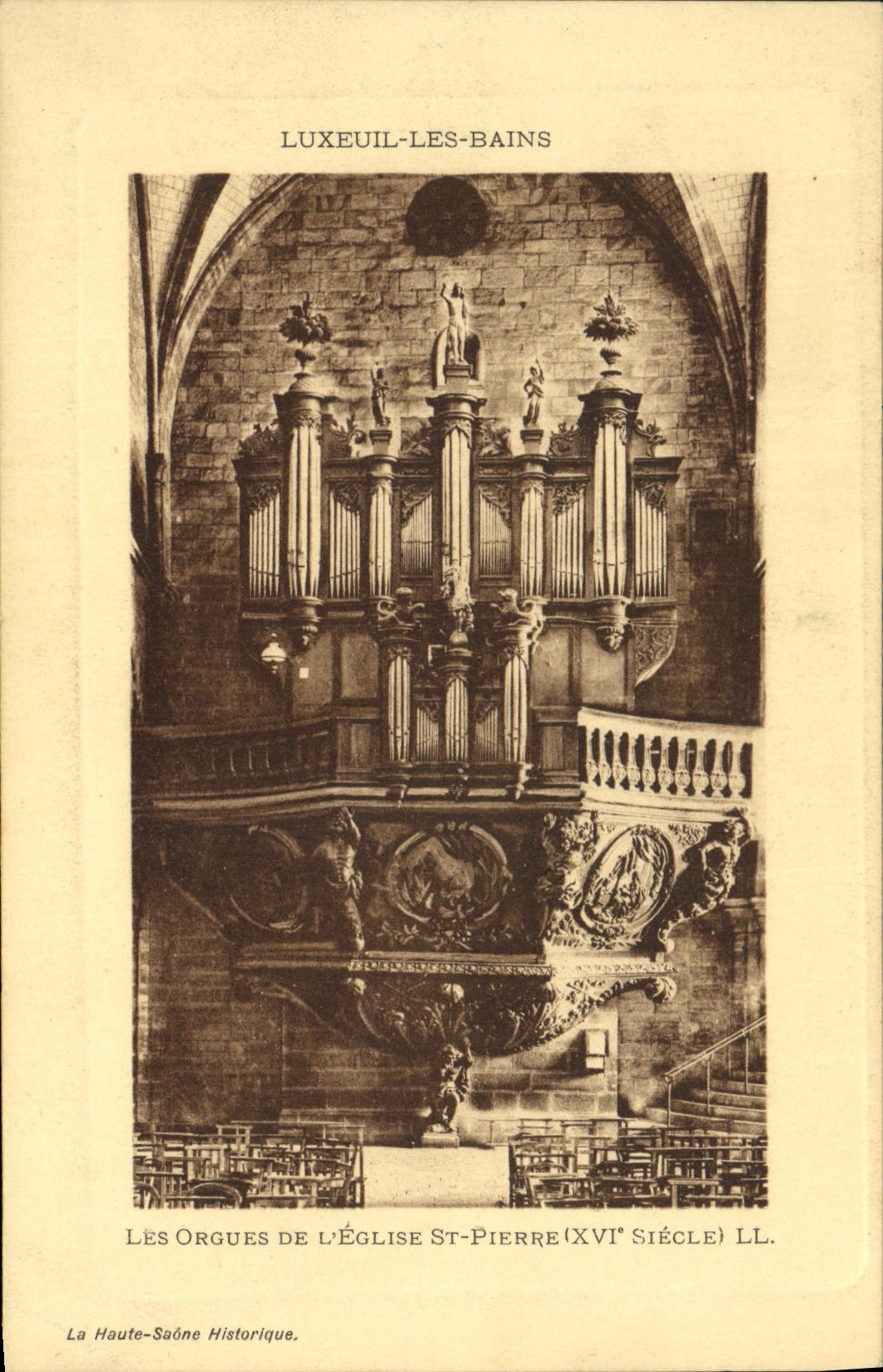 Postal Órgano Luxeuil los Baños los órganos de la iglesia St Pierre