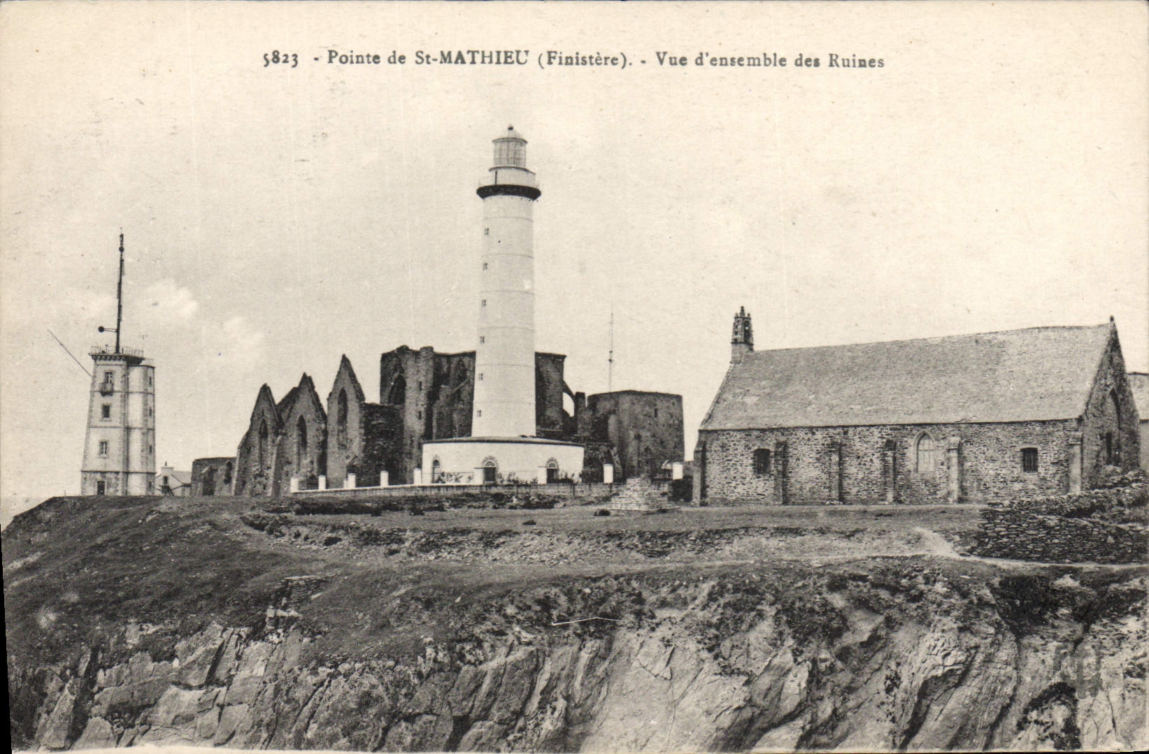 Vintage Postcard Phare Points St Mathieu Overall picture of the ruins