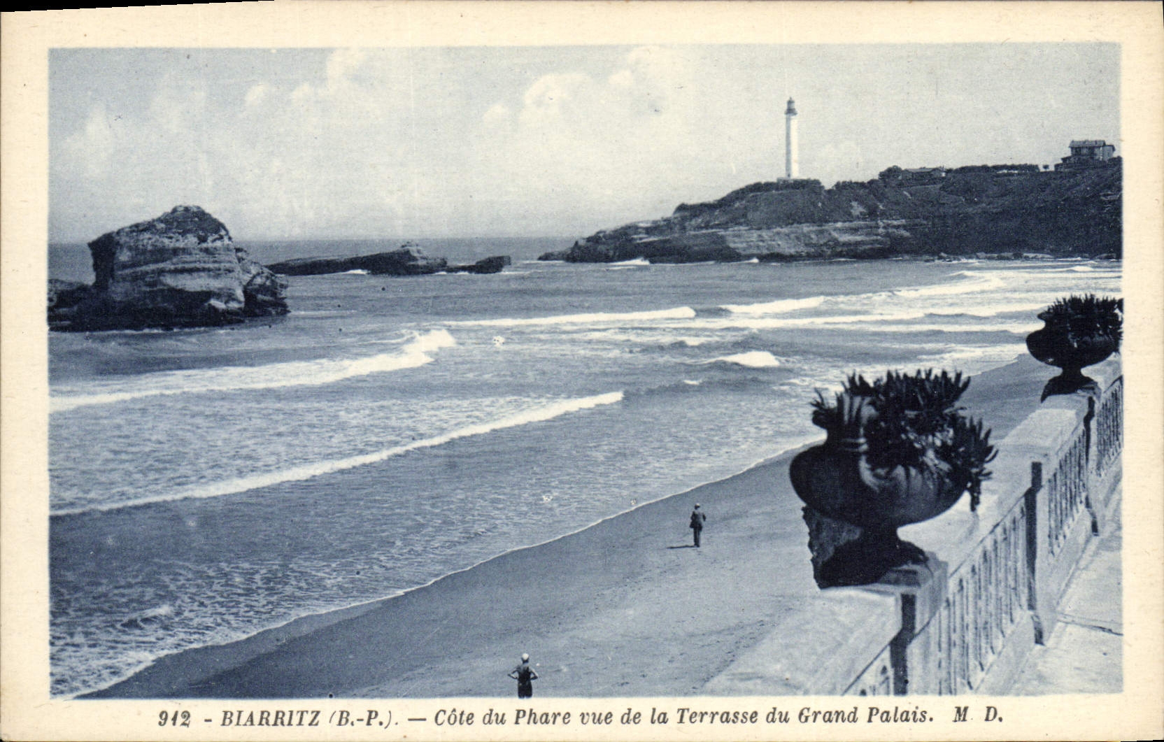 Vintage Postcard Phare Biarritz Dimensions headlight seen of the terrace of the Large palace