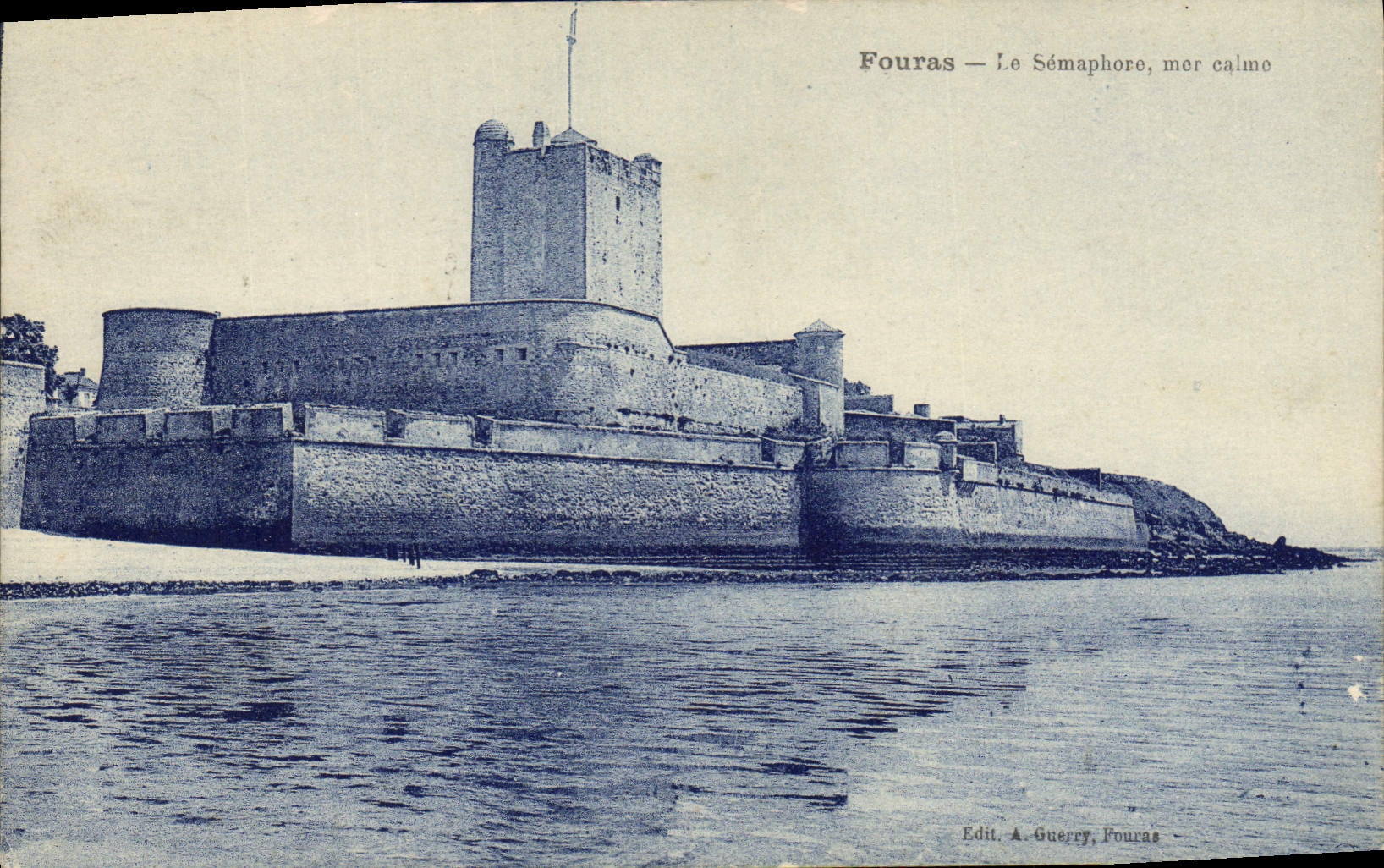 Vintage Postcard Fouras the calm Semaphore sea