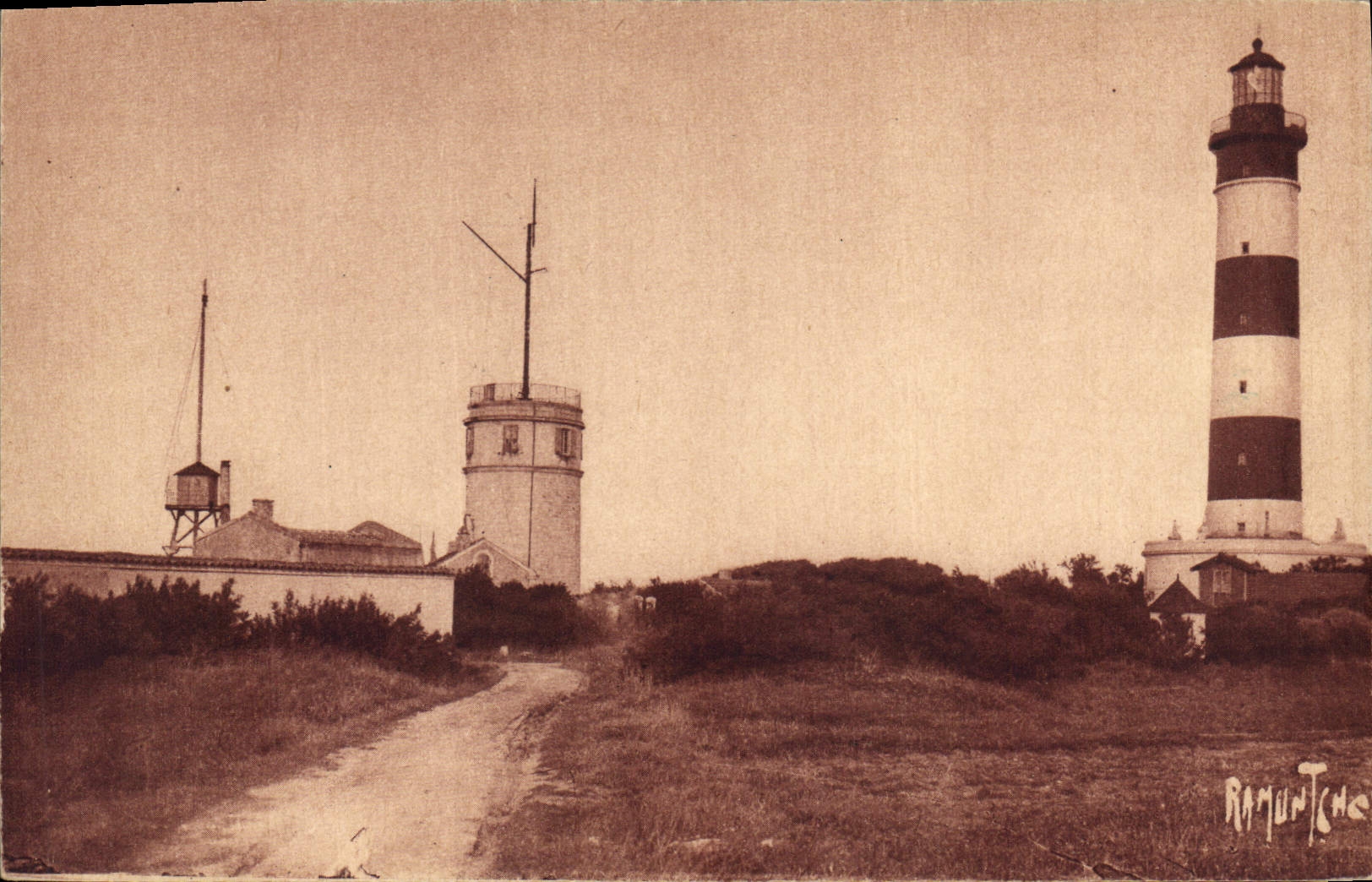 Vintage Postcard the Island of Oleron Headlight Semaphore and turn of the signals of Chassiron