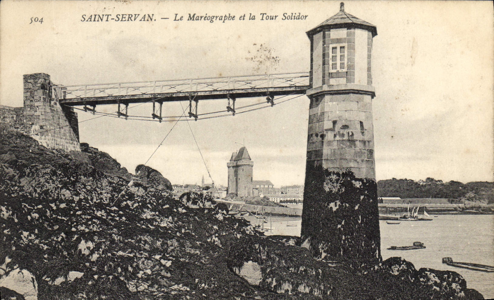 Vintage Postcard Servan Saint Mareographe and the Solidor Tower