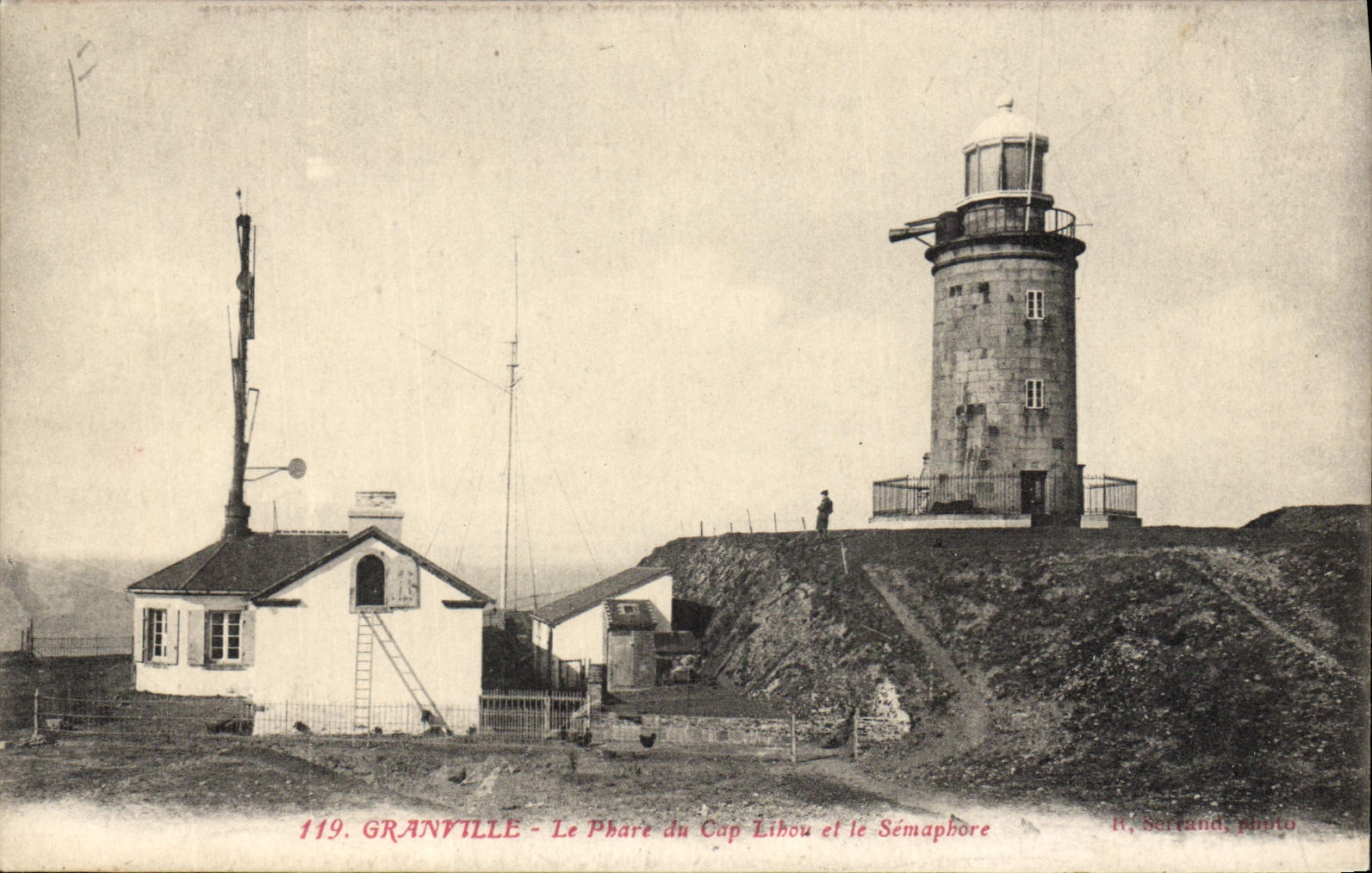 Vintage Postcard Granville the Headlight of the Cape Lihou and the Semaphore