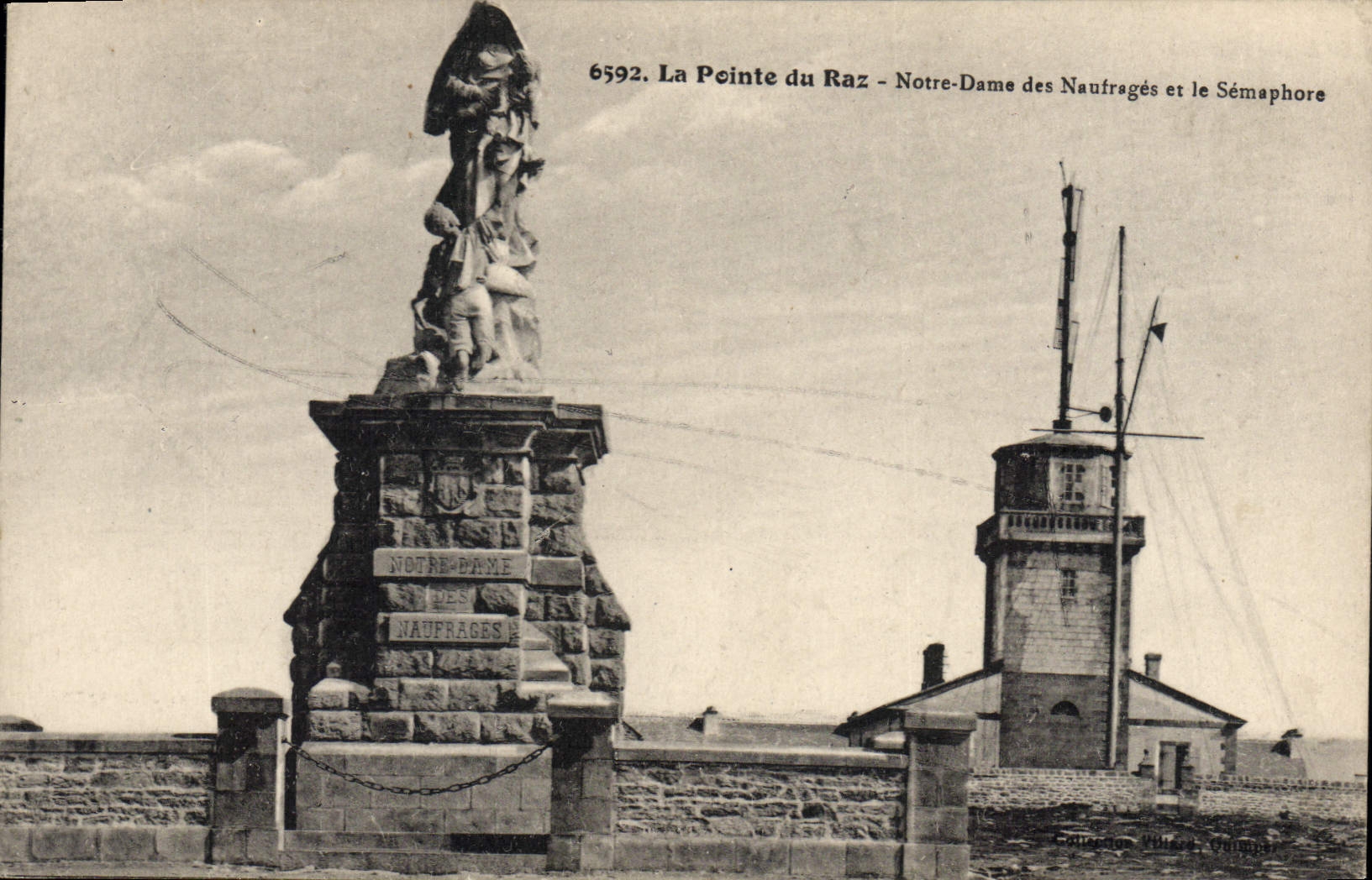 Vintage Postcard the Point of the Strong current Notre Dame of the Shipwrecks and the Semaphore